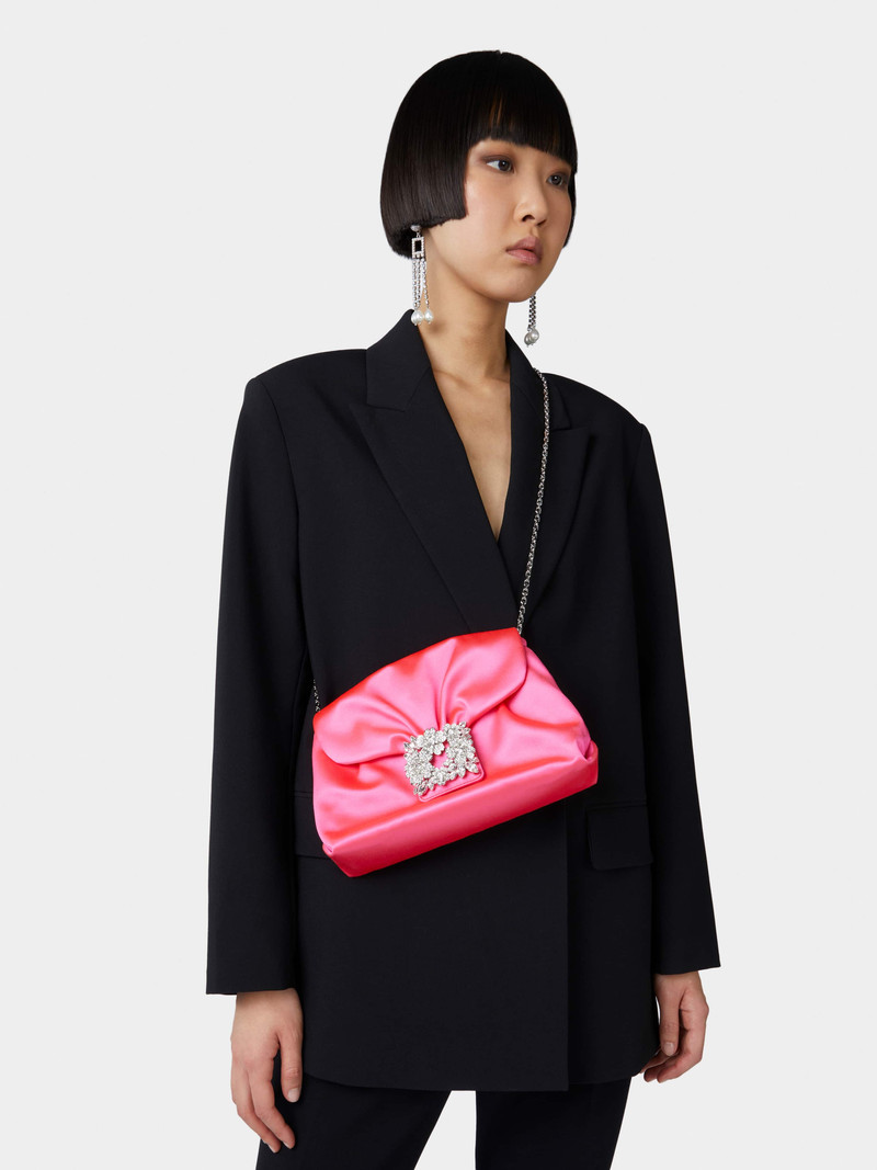 RV Bouquet Strass Buckle Drape Mini Bag in Satin 8