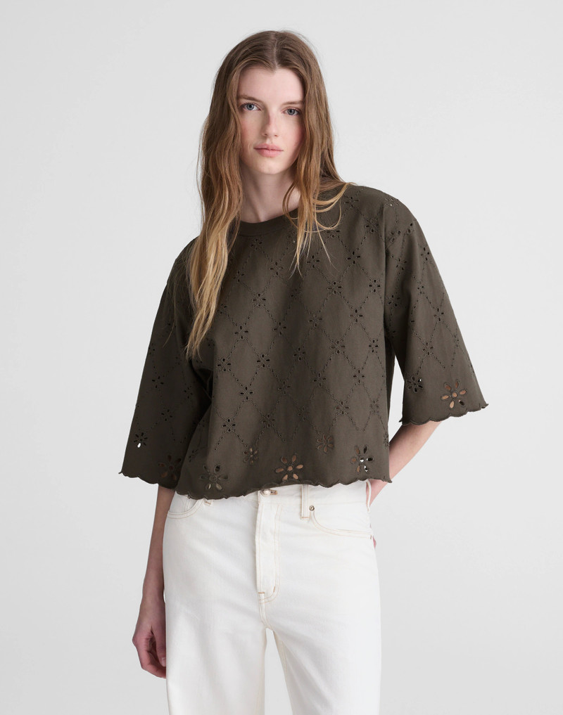 The Embroidered Boxy Crop Tee in Allday Jersey 2