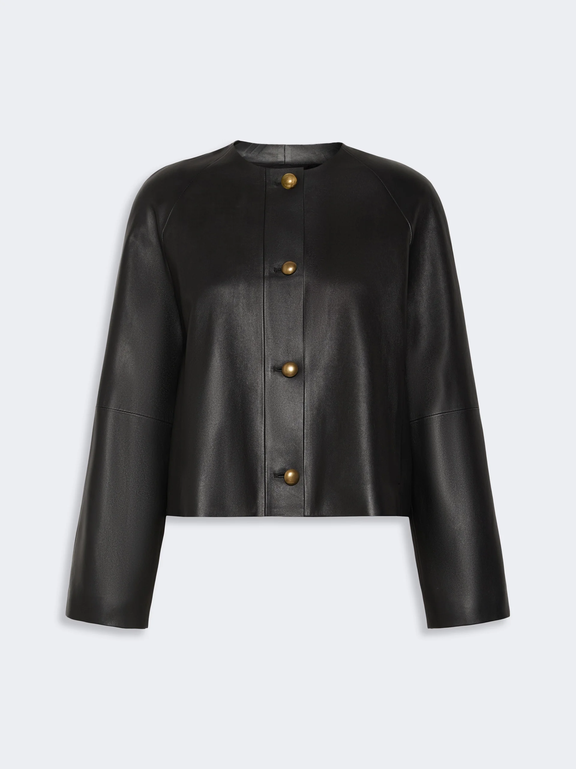 BOUQUET Nappa leather crew-neck jacket - BLACK - 1