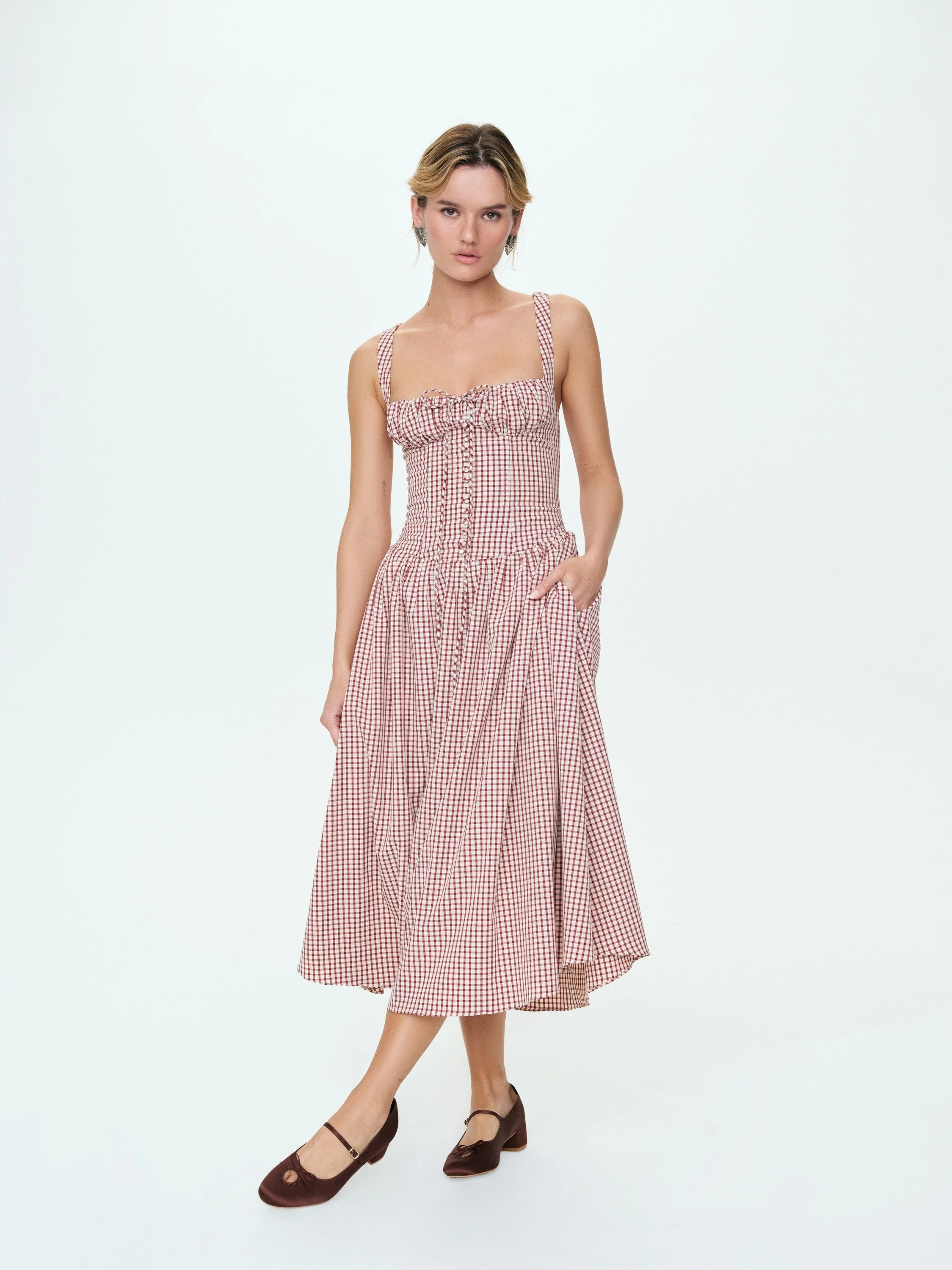 Annie Gingham Midi Dress - 1