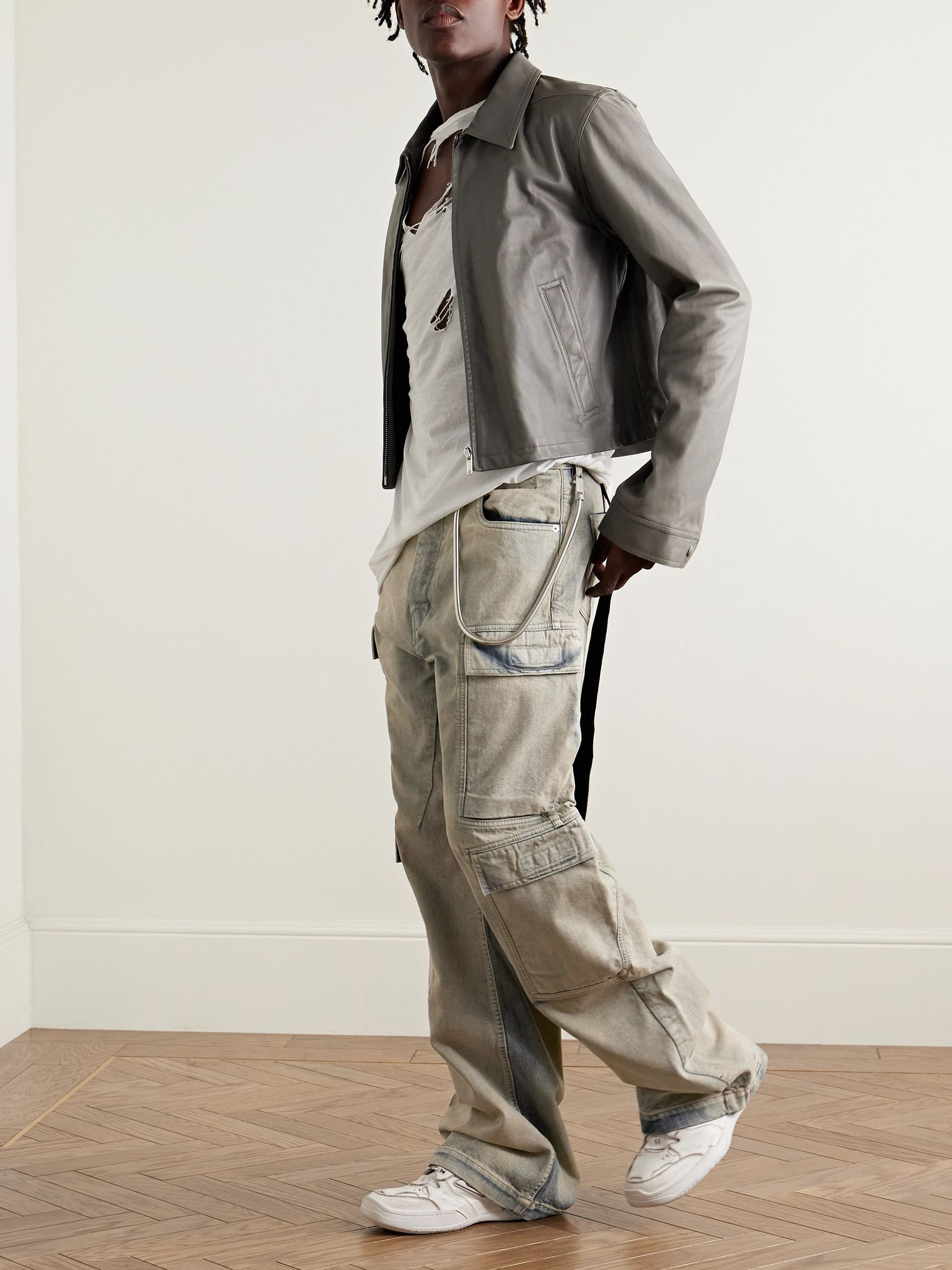 Straight-Leg Cargo Jeans Gray - 2