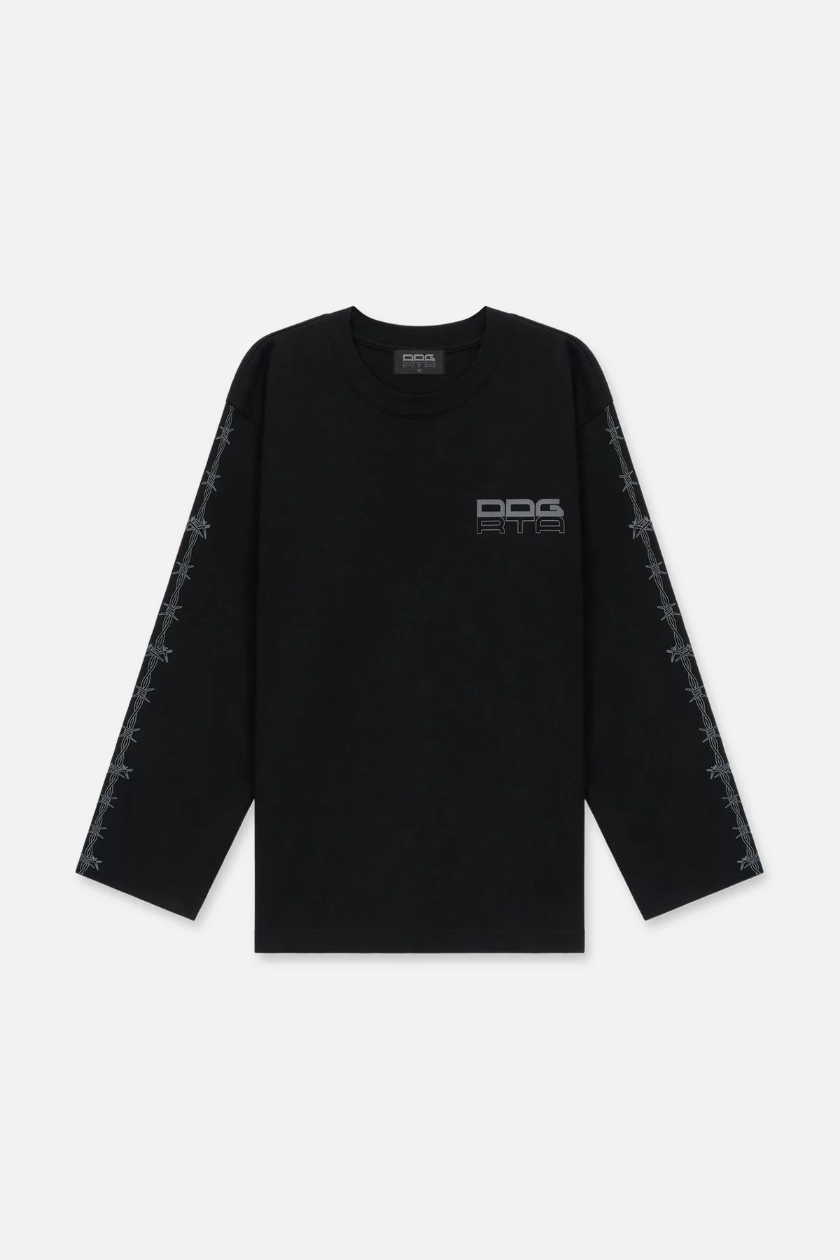 RTA X DDG KASH LONG SLEEVE TEE | BLACK BARBWIRE - 1