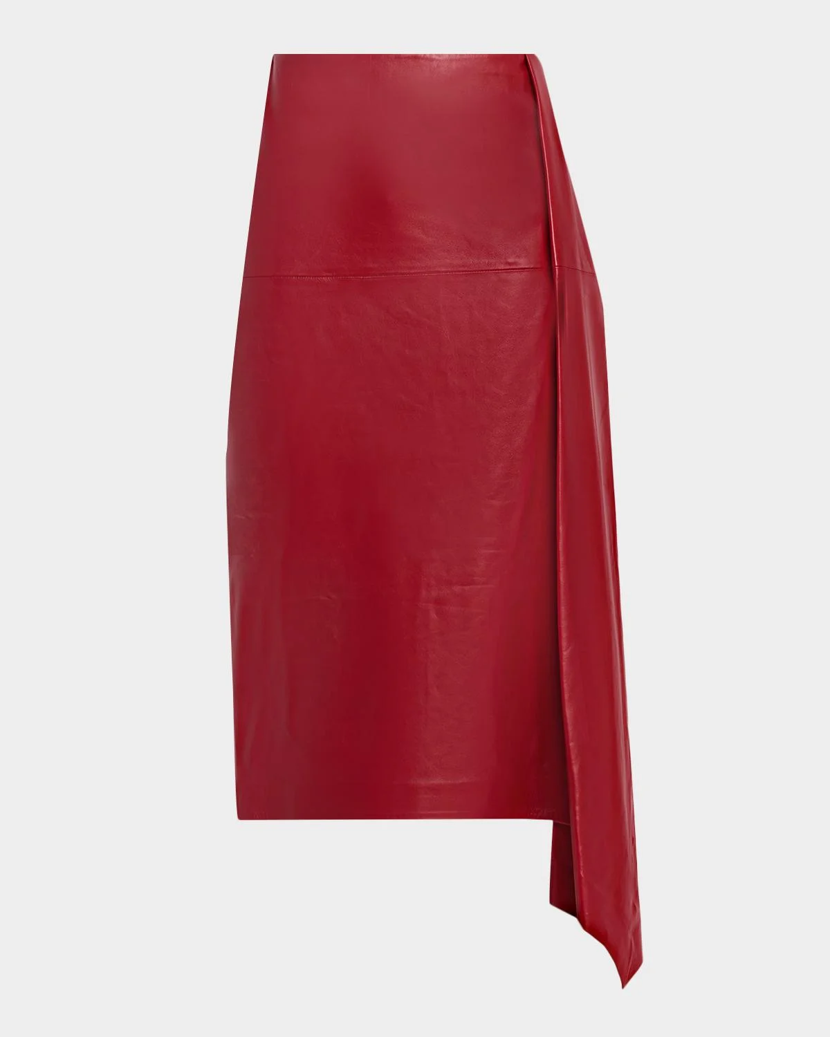 Scarf Pleat Leather Skirt - 1