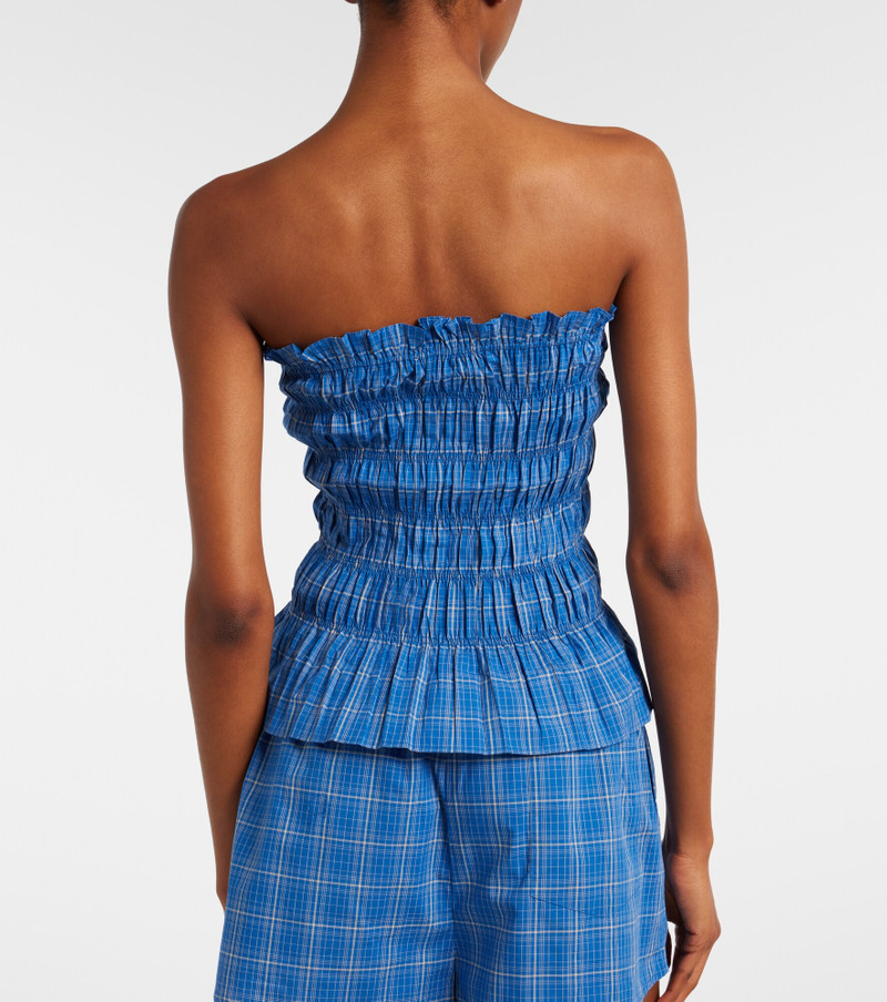Leya gathered plaid cotton top 4
