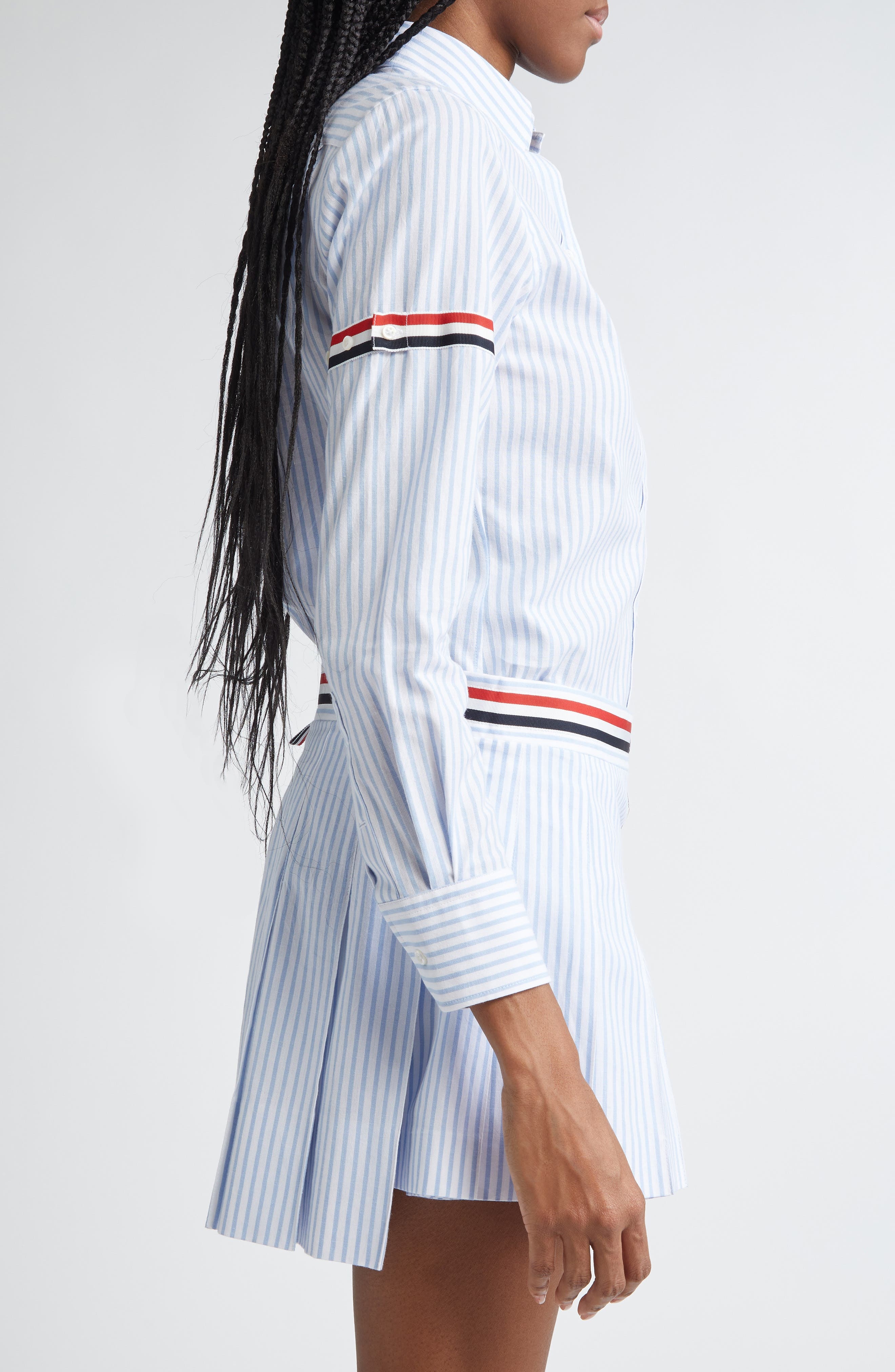 Thom Browne Classic Stripe Cotton Poplin Button-Down Shirt in Light Blue at Nordstrom - 4