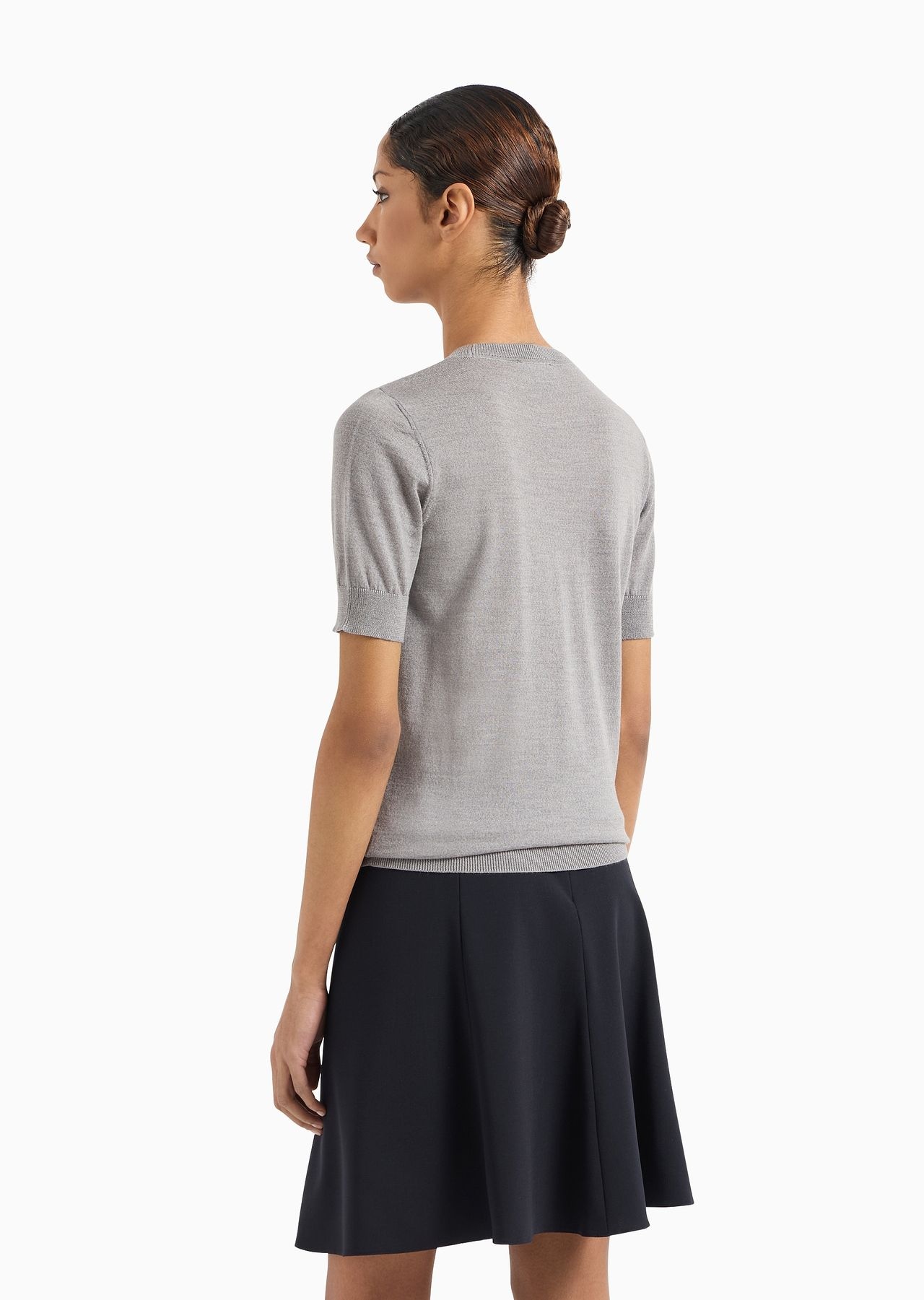 Short-sleeved jumper in plain-knit pure virgin wool - 3