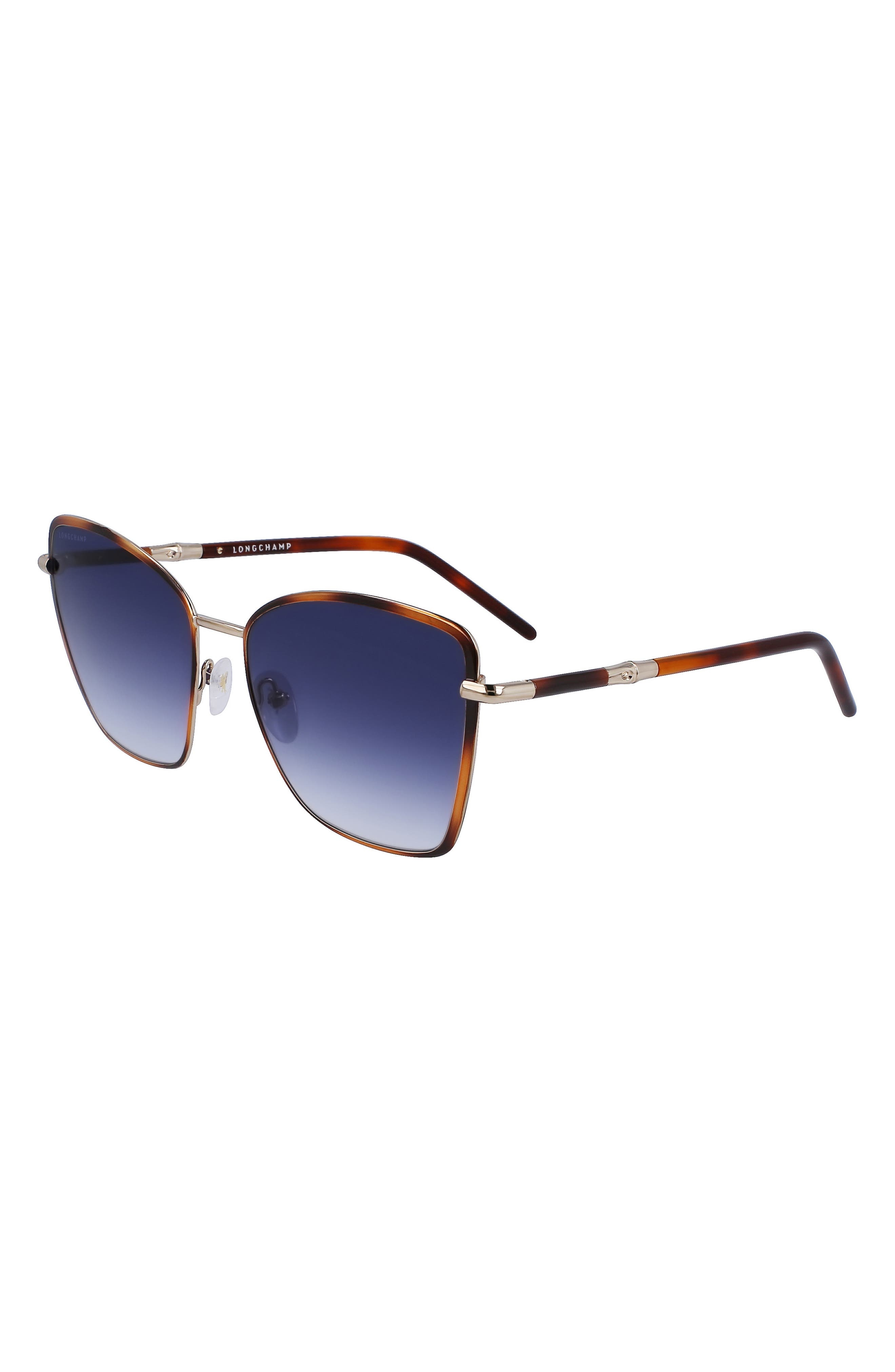 Longchamp 58mm Gradient Butterfly Sunglasses in Havana/Gradient Blue at Nordstrom - 2