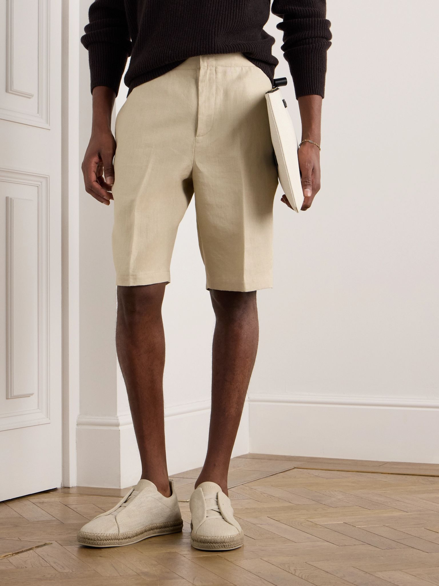 Triple Stitch™ Leather-Trimmed Canvas Slip-On Sneakers Off-white - 2