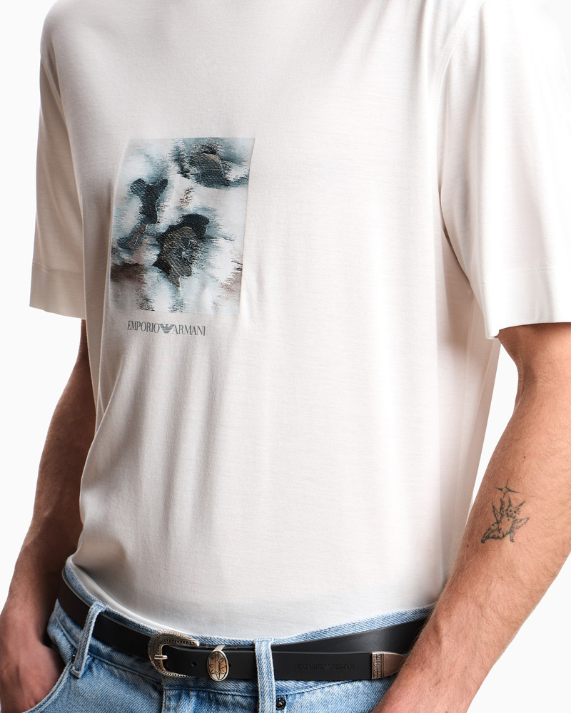 LYOCELL-BLEND JERSEY T-SHIRT WITH PRINTED AND EMBROIDERED GRAPHICS 5
