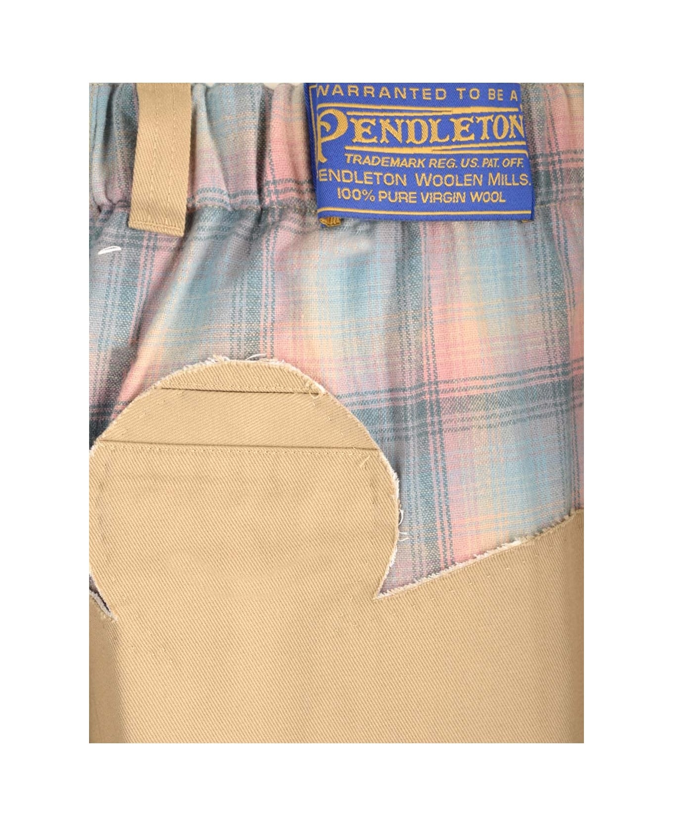Trousers With Checked Wool Insert - 4