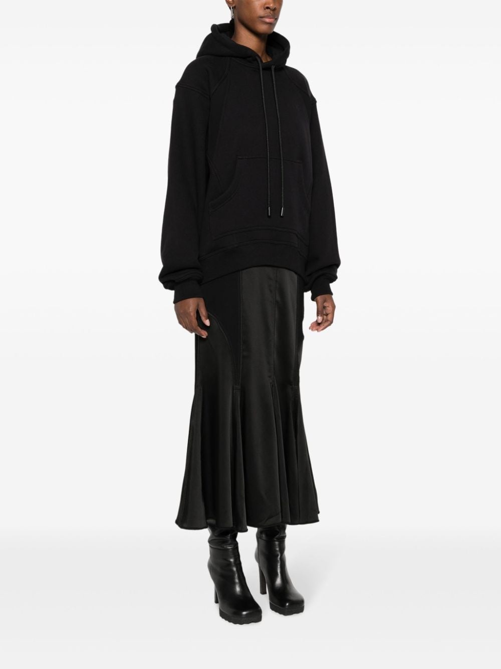 logo-printed hooded midi dress - 3