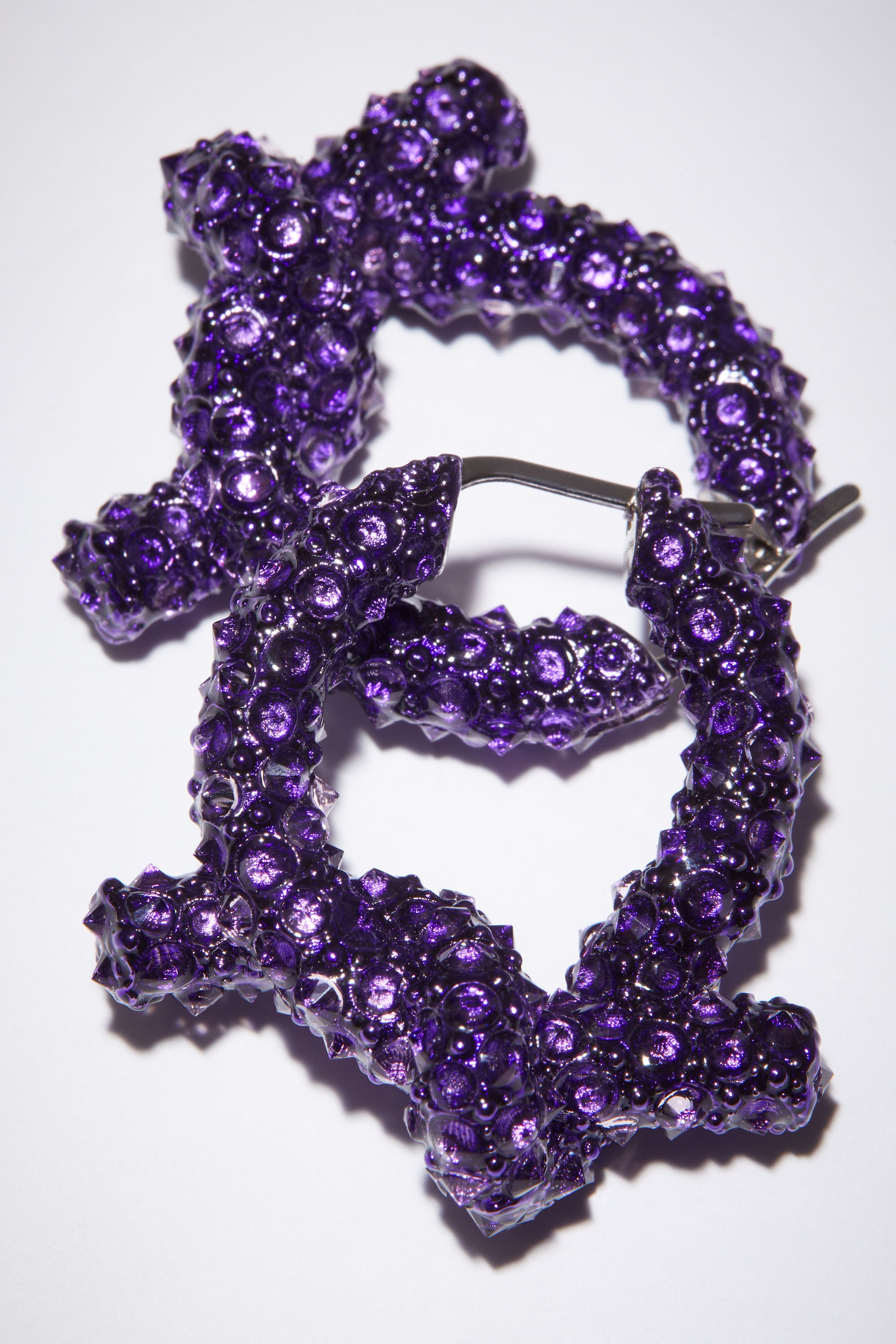 Knot strass hoop earrings - Purple - 4