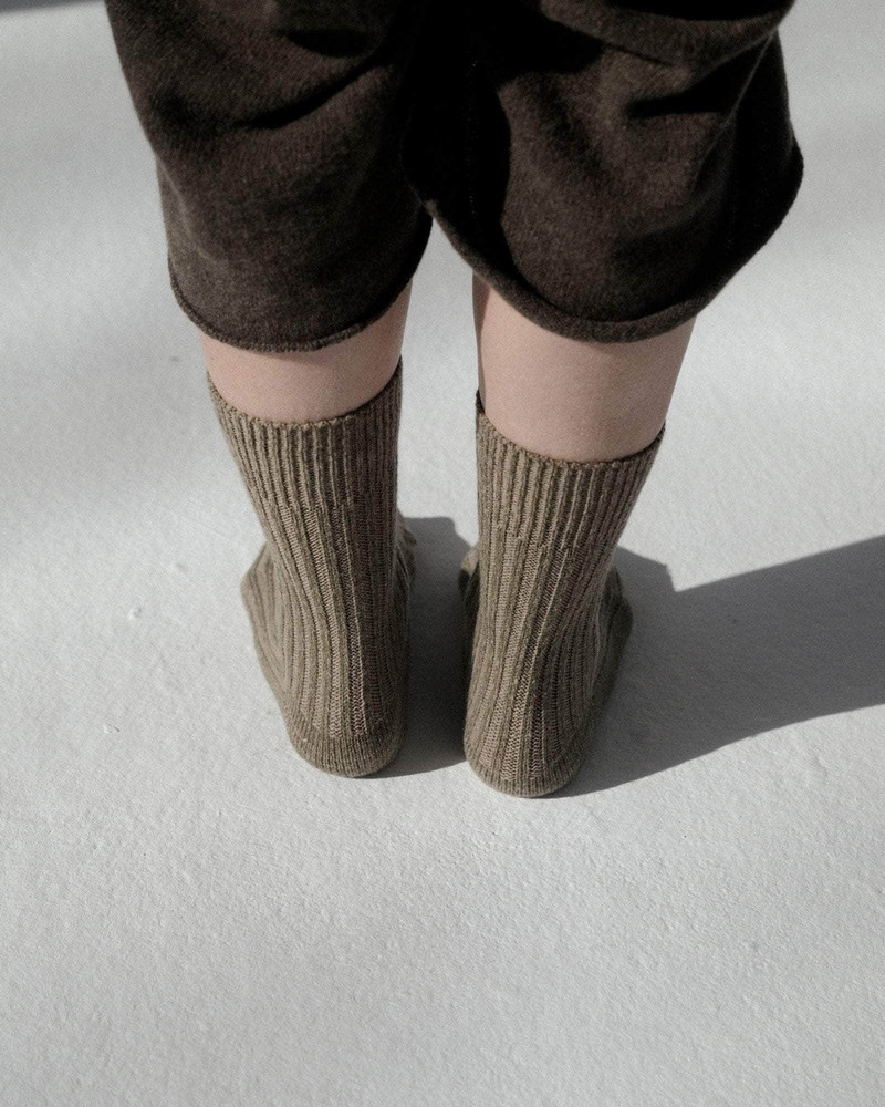 Rib Overankle Socks - Recycled Cashmere Rib 5