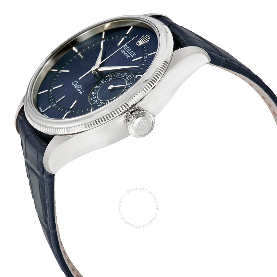Rolex Cellini Blue Guilloche Dial Automatic Men's Leather Watch 50519BLSBLL - 2