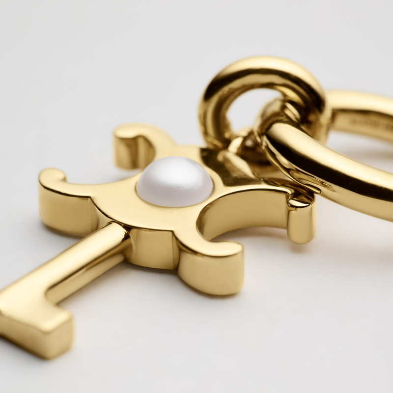 CELINE CHARMS KEY EARRING IN RESIN PEARL AND BRASS WITH GOLD FINISH 3
