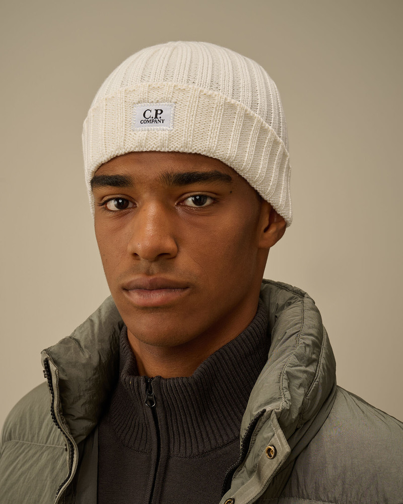 C.P. Company Extrafine Merino Wool Logo Beanie outlook