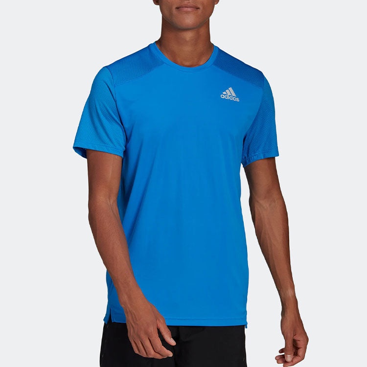 Men's adidas Solid Color Alphabet Logo Printing Short Sleeve Blue T-Shirt HB7463 - 2