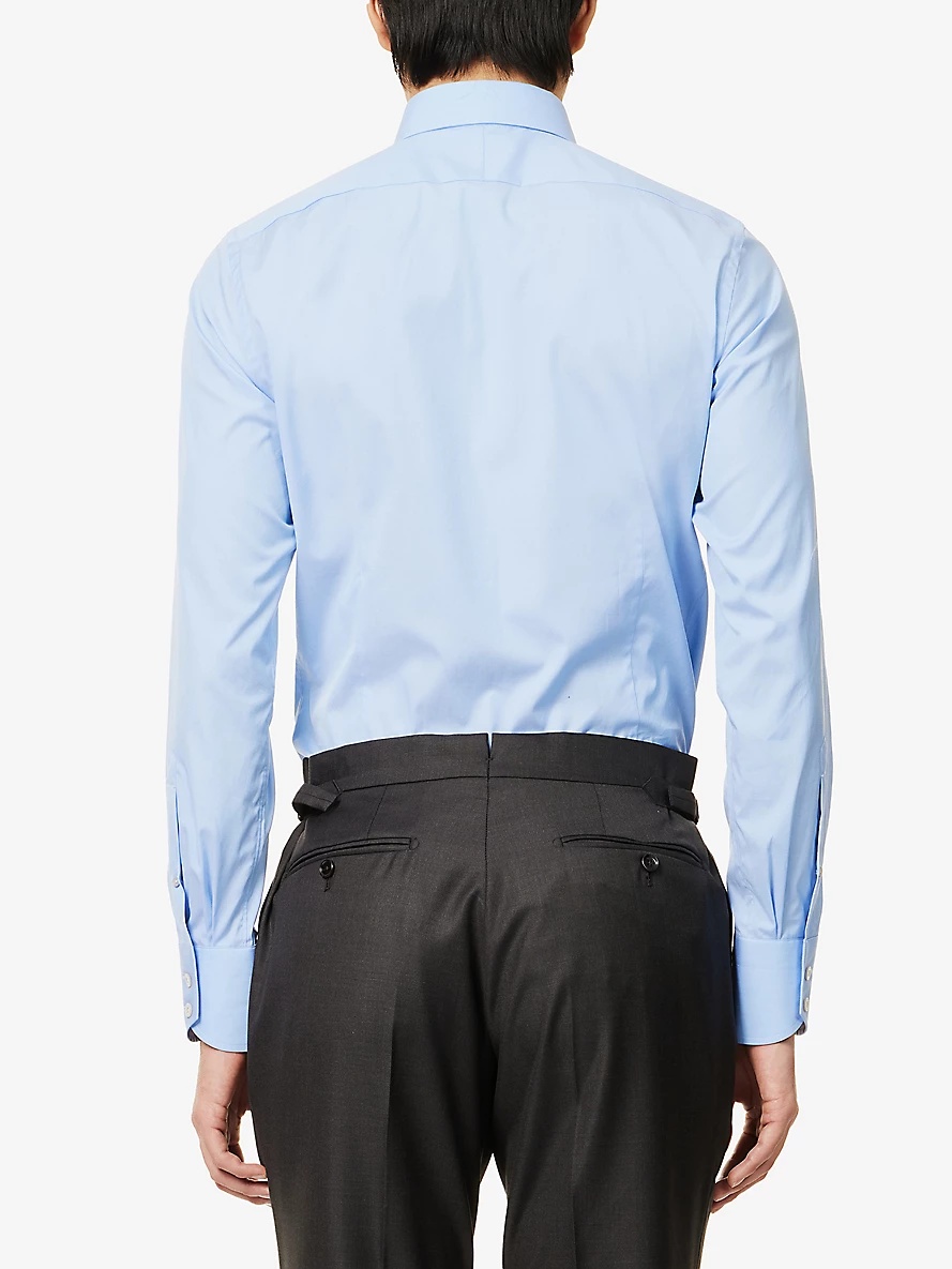Spread-collar slim-fit cotton shirt - 4