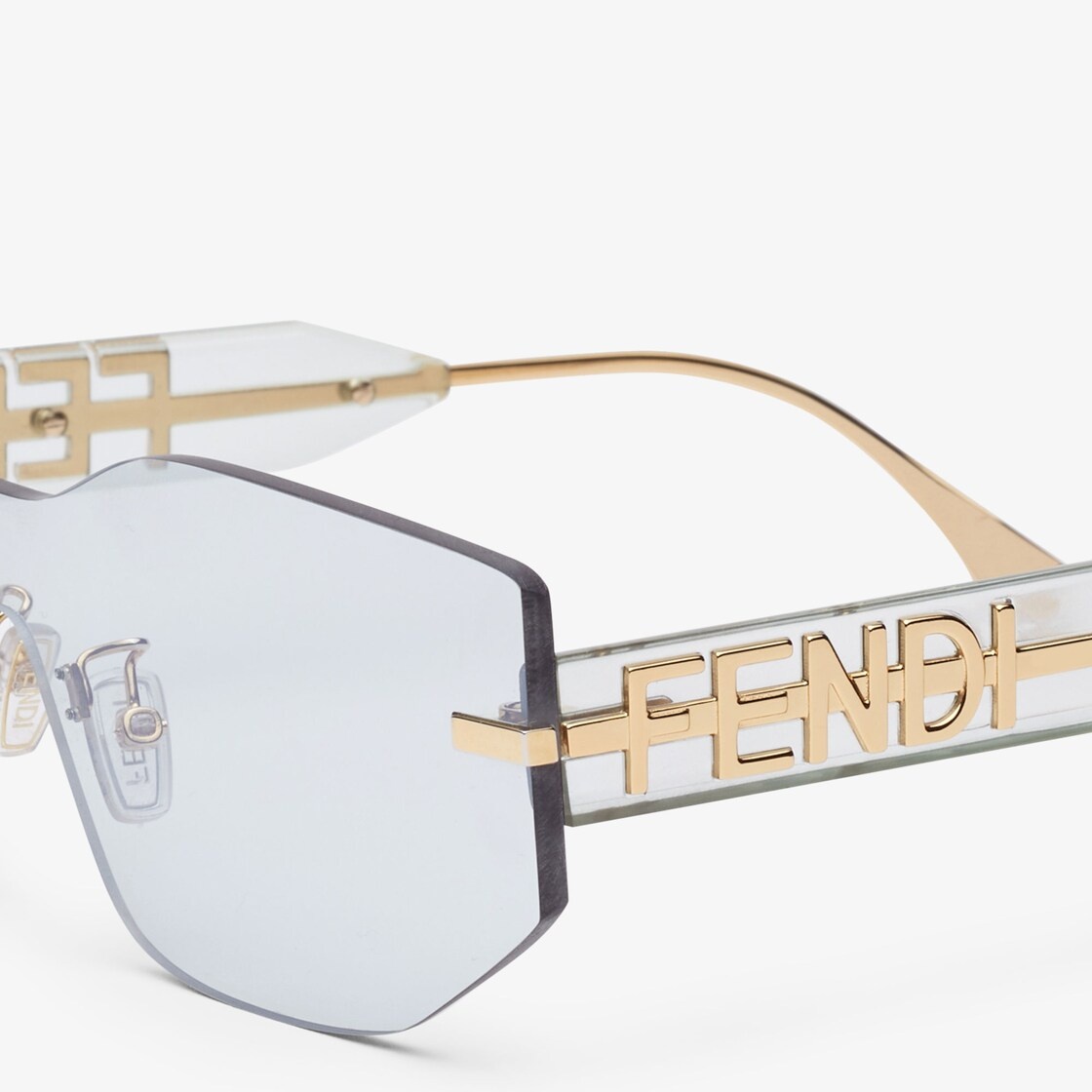 Rectangular Fendigraphy shield sunglasses inspired by the Hobo bag. Temples with in-line gold-colore - 3