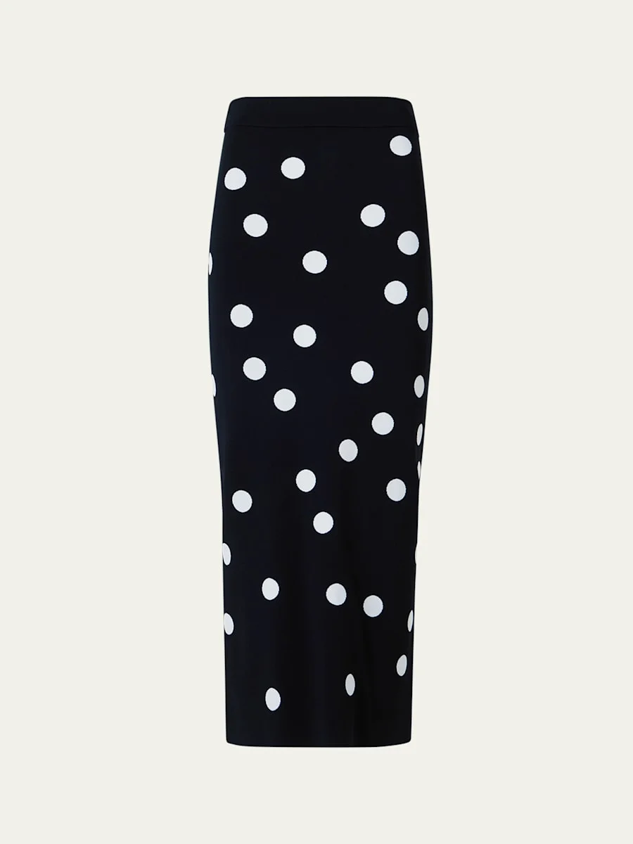 Polka Dot Knit Midi Tube Skirt - 1