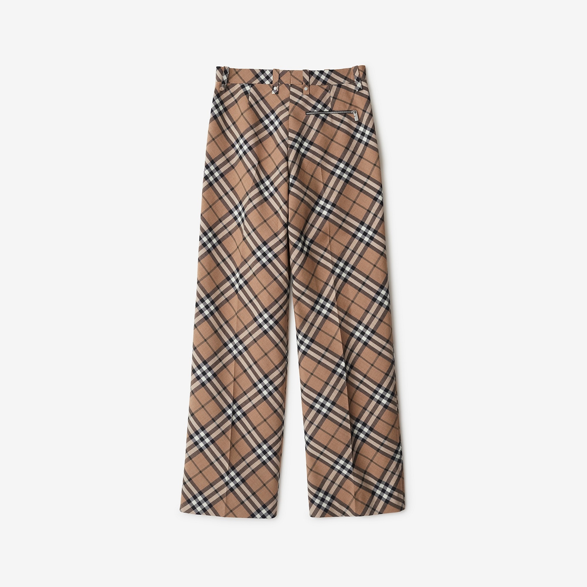 Check Wool Blend Tailored Trousers - 5