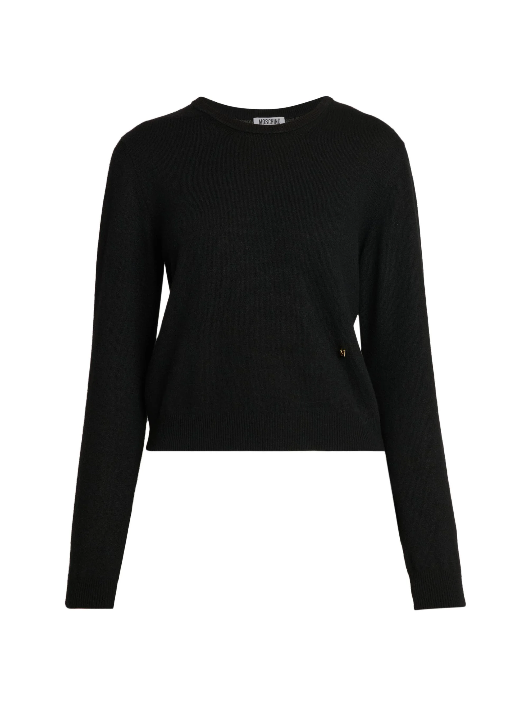 Women's Ribbed Wool-Blend Crewneck Sweater - Black - 1