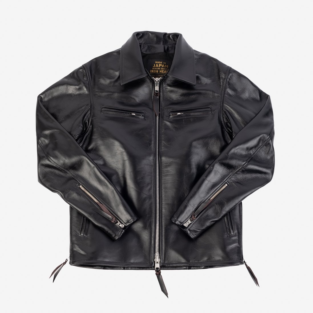 IHJ-54-BLK Japanese Horsehide Rider’s Jacket with Collar - Black (Tea-Core  Dyed)