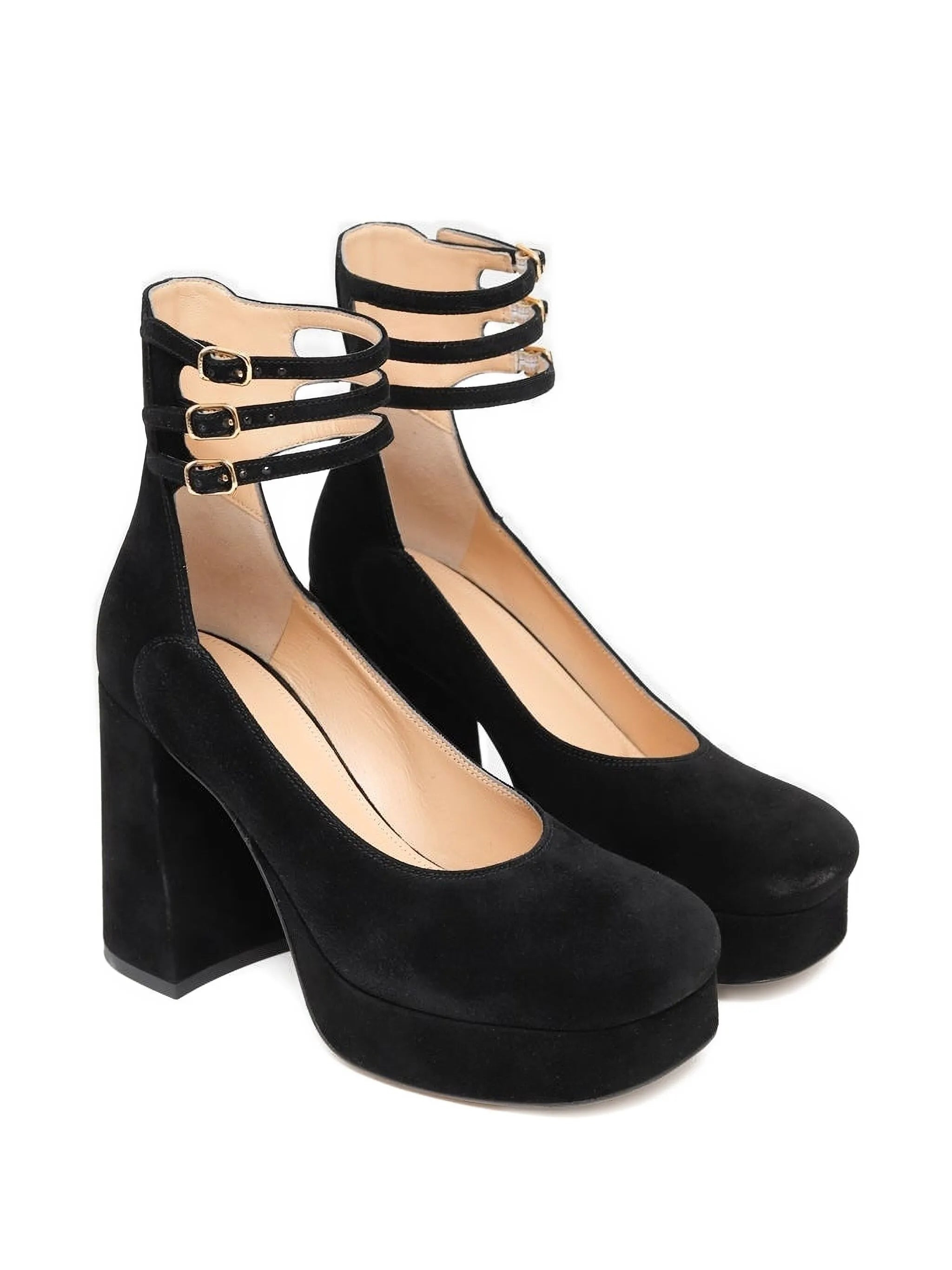 triple-buckle platform pumps - 2