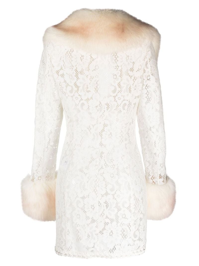floral-lace faux-fur coat - 2
