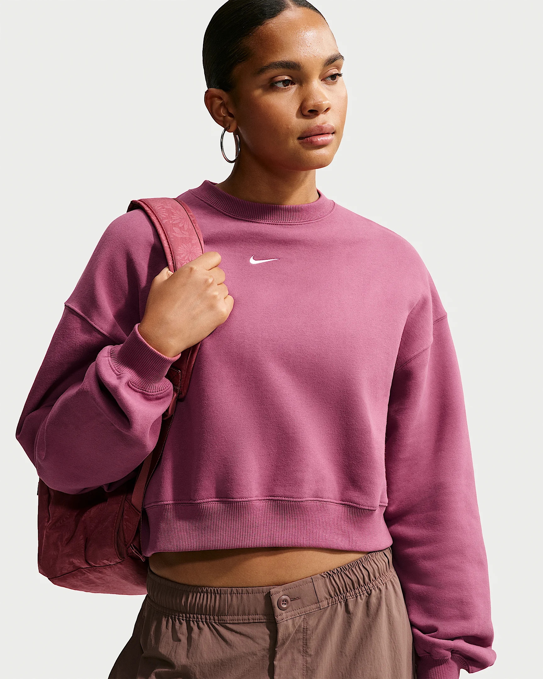 Nike Studio Fleece Medium Weight Women's Oversized Cropped Crew - 1