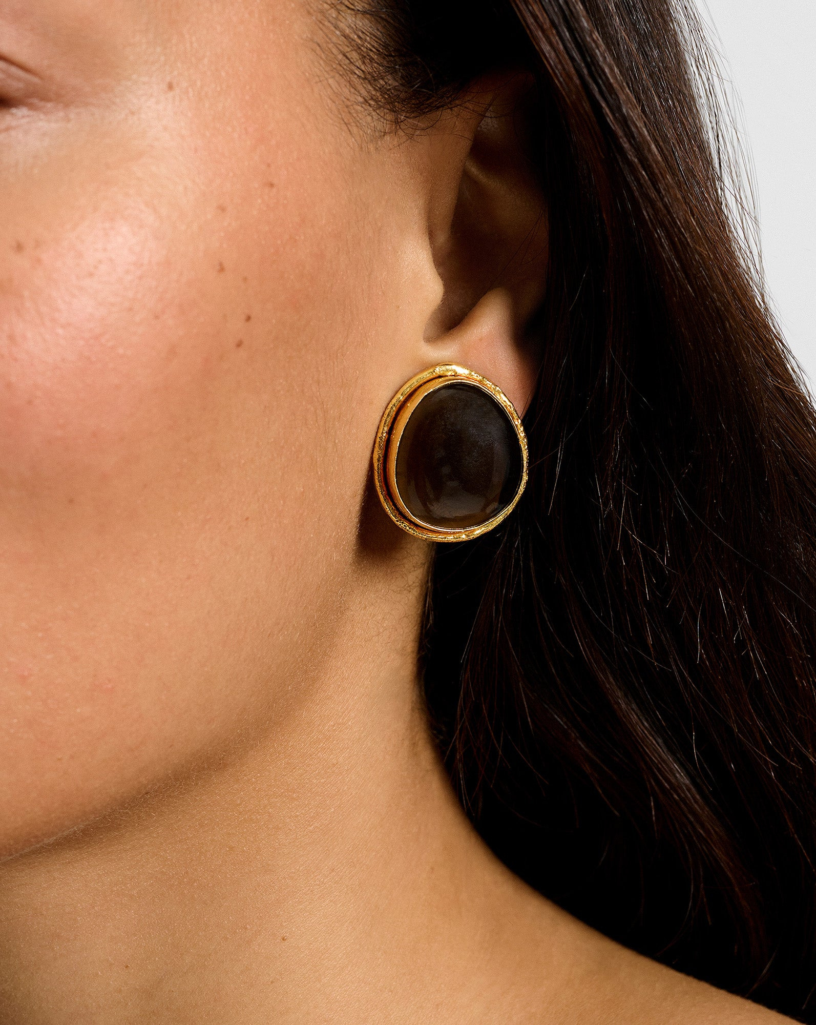 MACAROON SMOKY QUARTZ EARRING - 2