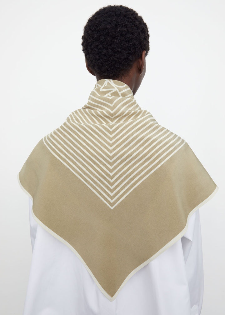 Centered monogram silk scarf peanut butter 5