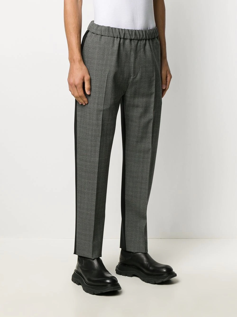 two-tone elasticated waistband trousers - 3