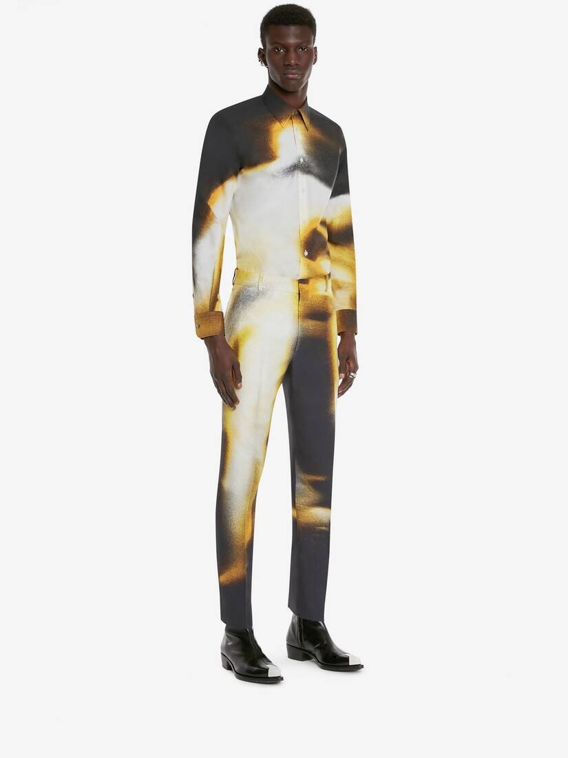 Men's Cotton Poplin Silhouette Shirt in Black/pop Yellow - 3