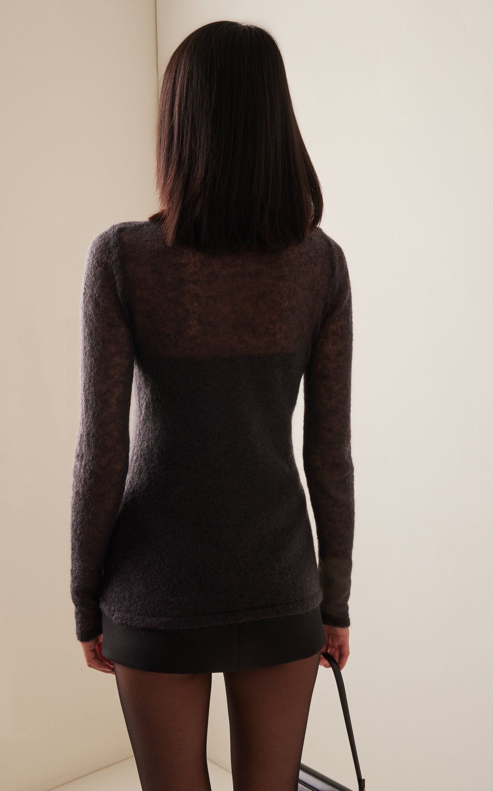 Bust-Paneled Mohair-Blend Top black - 4