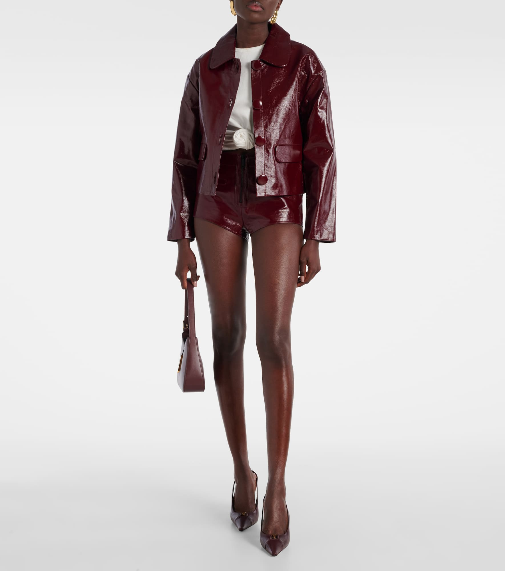 High-rise leather shorts - 2