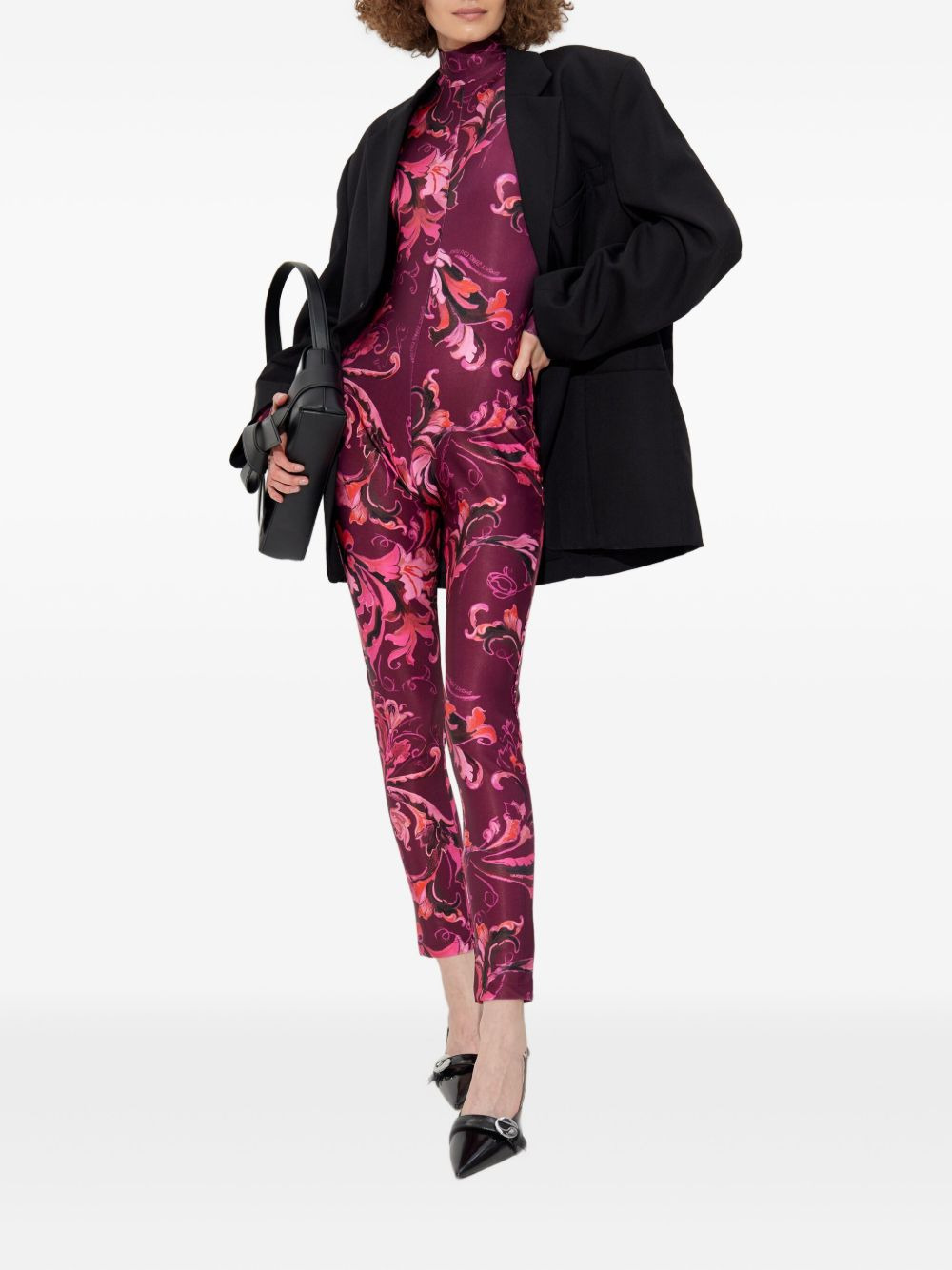 floral-print mock-neck jumpsuit - 2