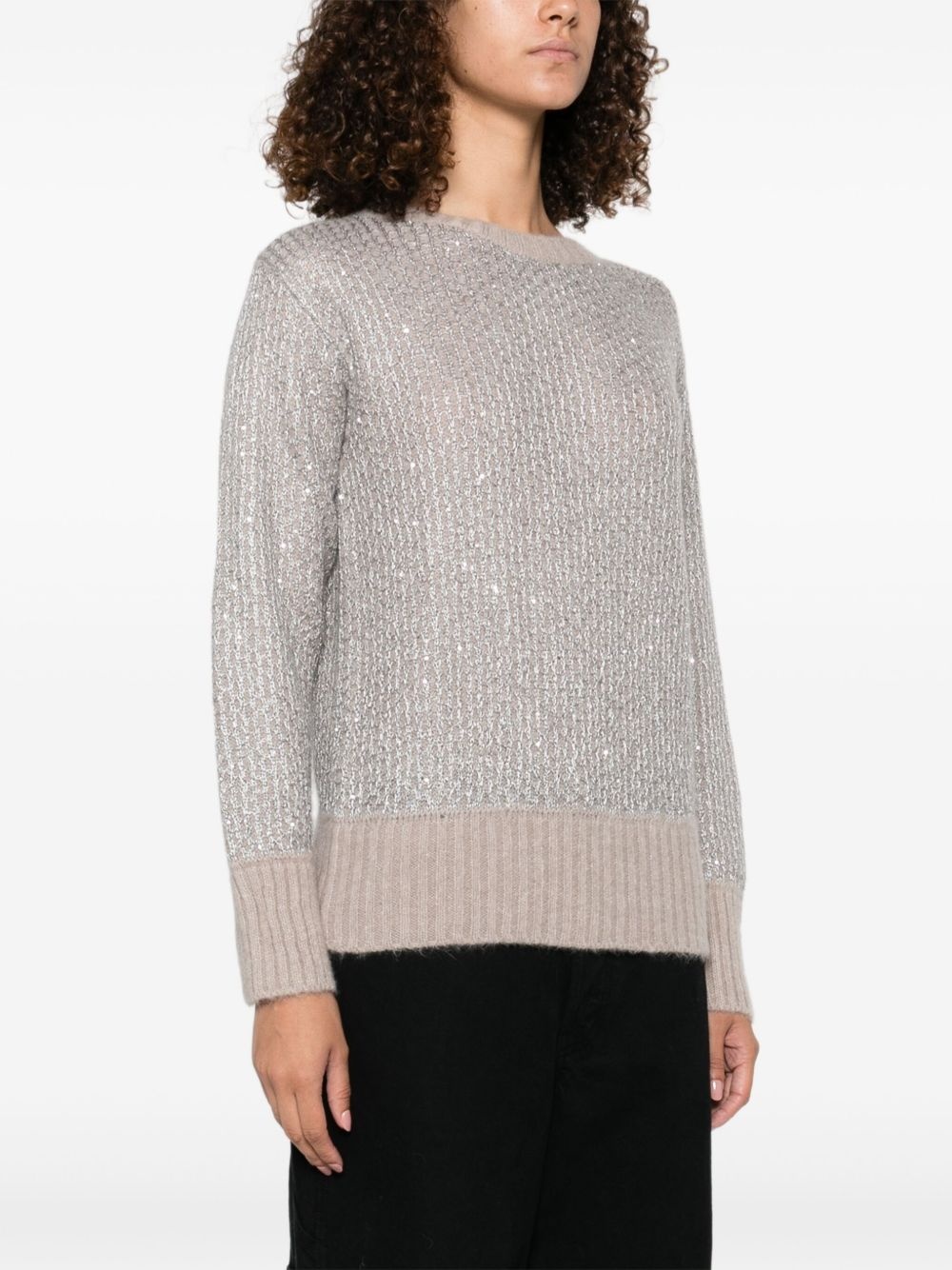 metallic-knit sweater - 3
