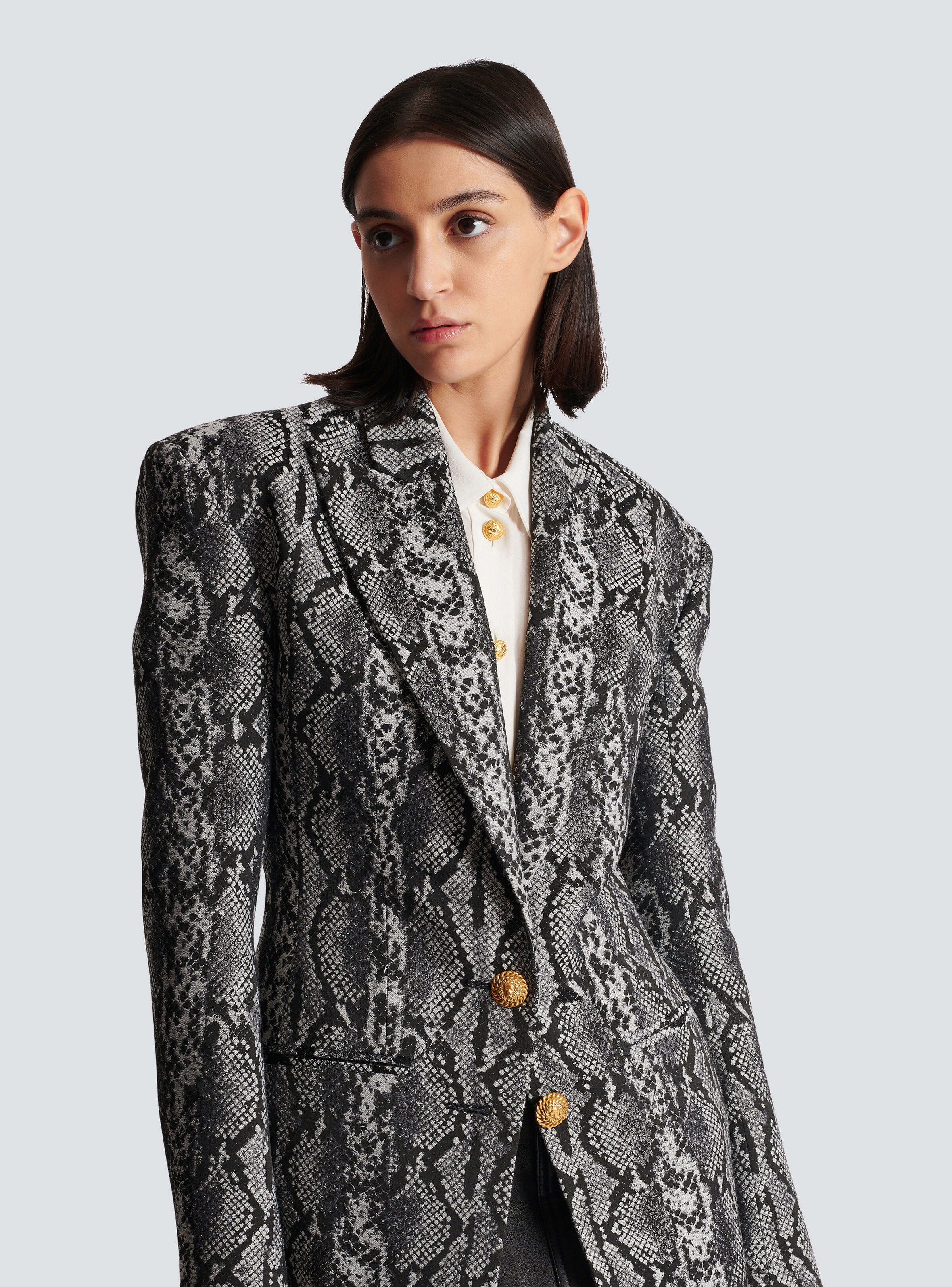 2-button jacquard snakeskin jacket - 7