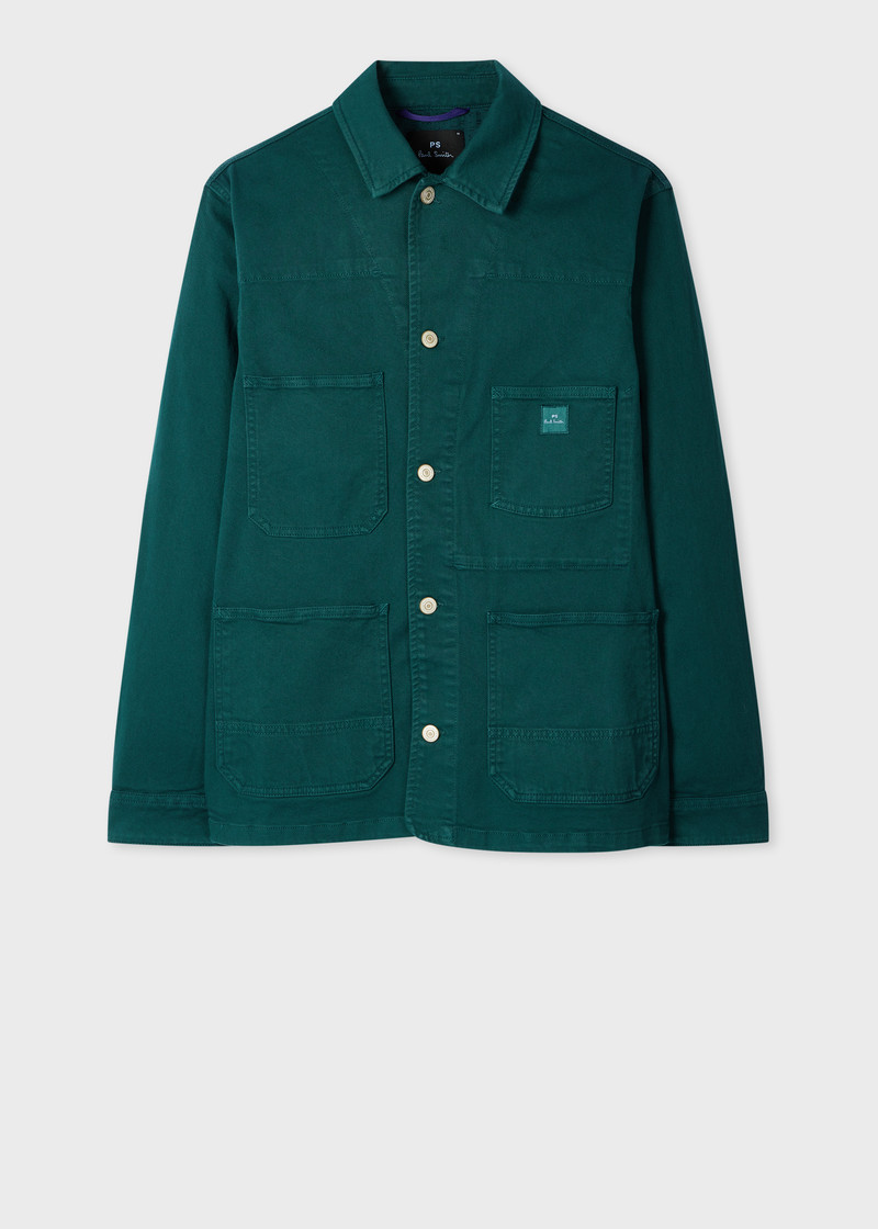 Teal Green Garment-Dyed Denim Work Jacket 1