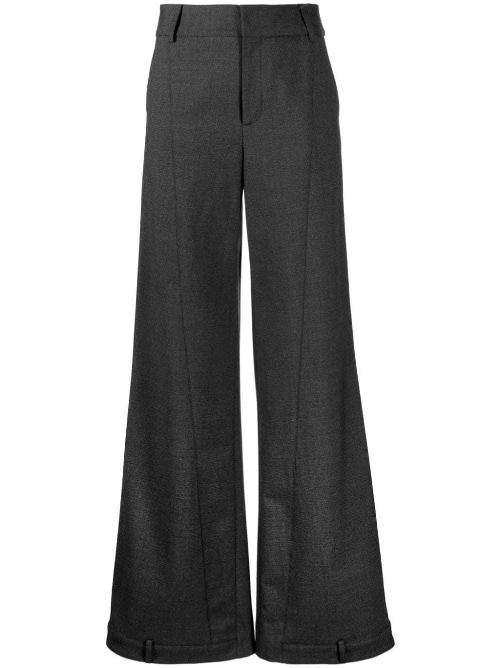 high-waisted cotton wide-leg trousers - 1