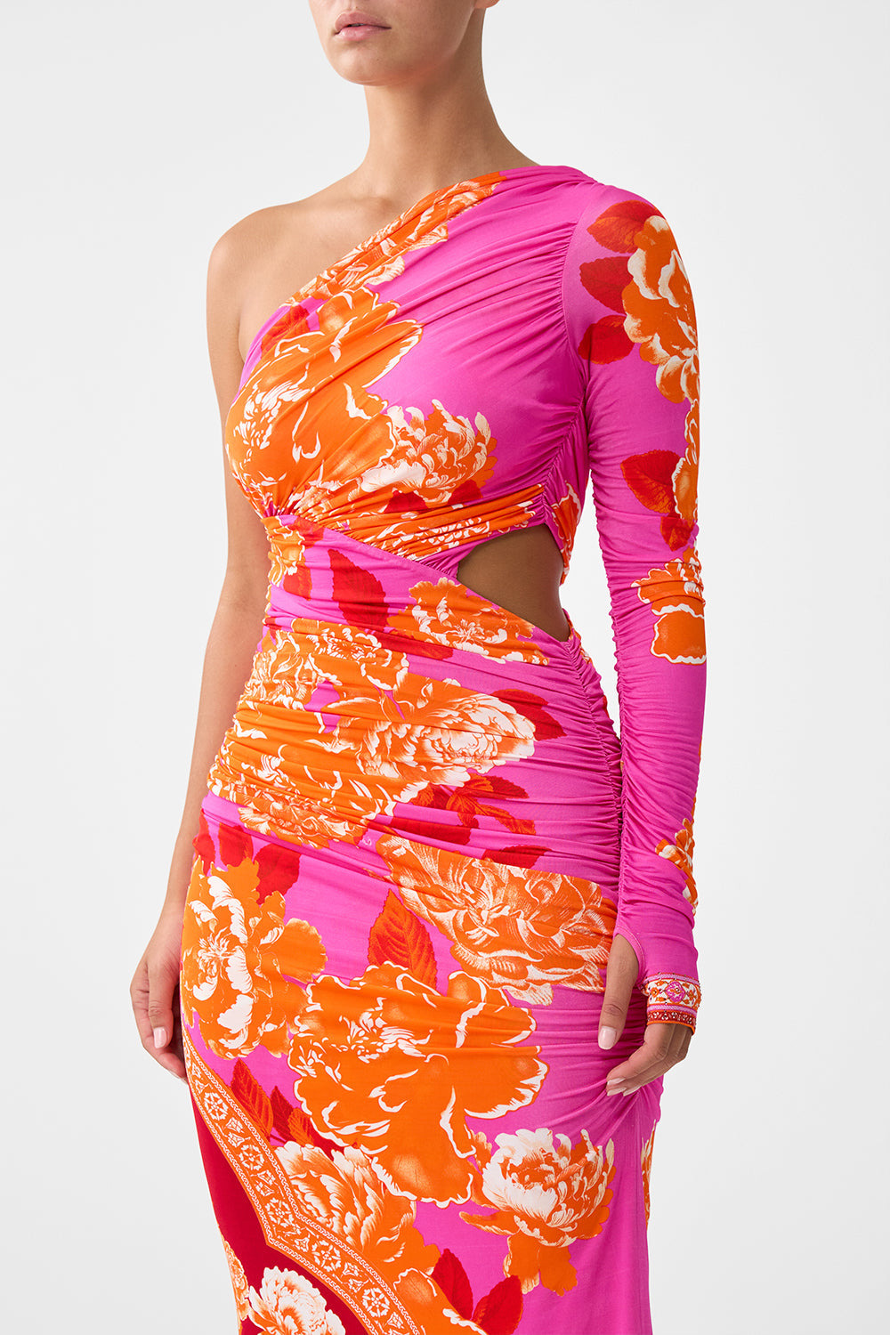 ONE SHOULDER JERSEY CUT OUT DRESS - 5