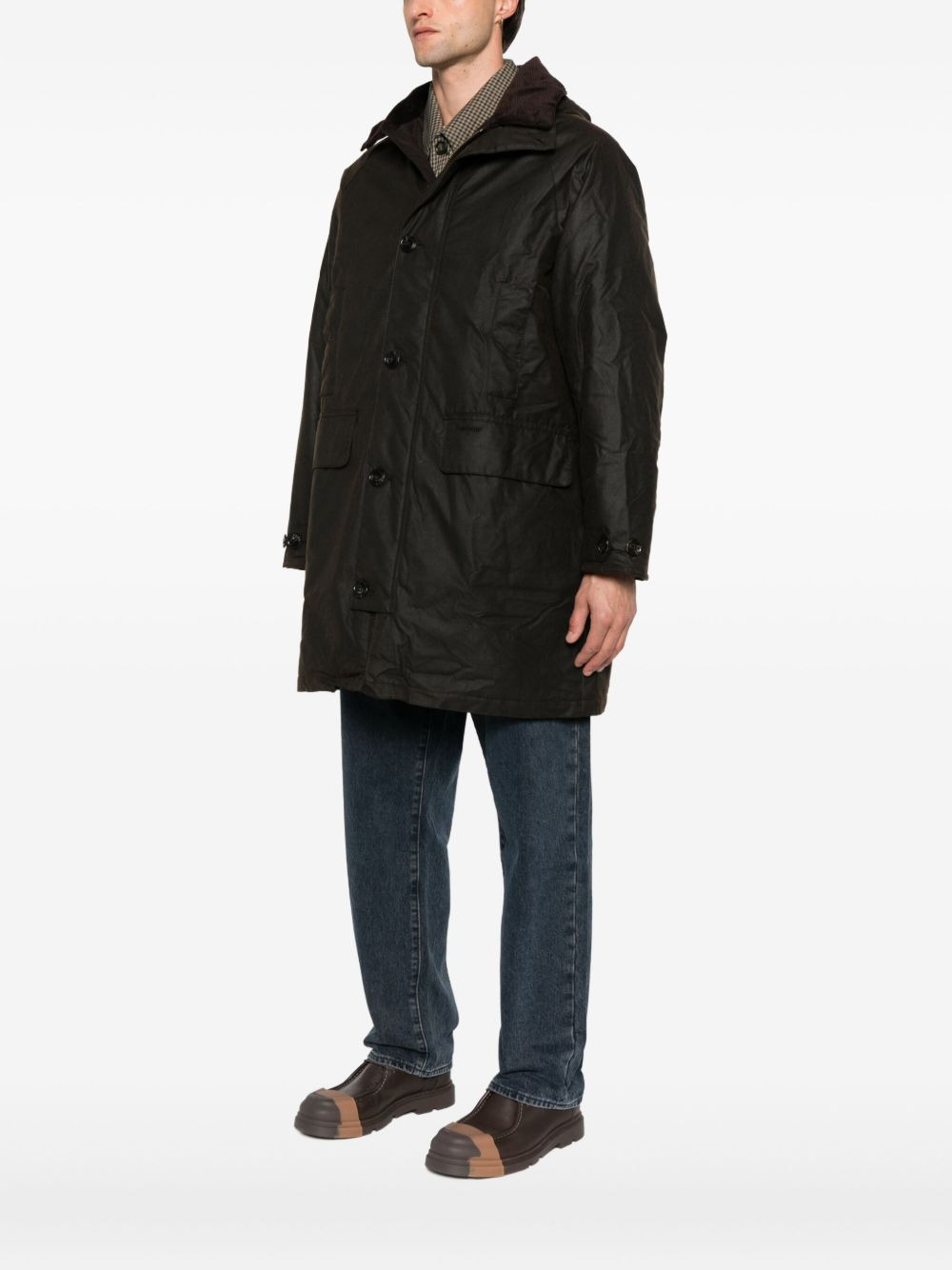 corduroy-collar coat - 3