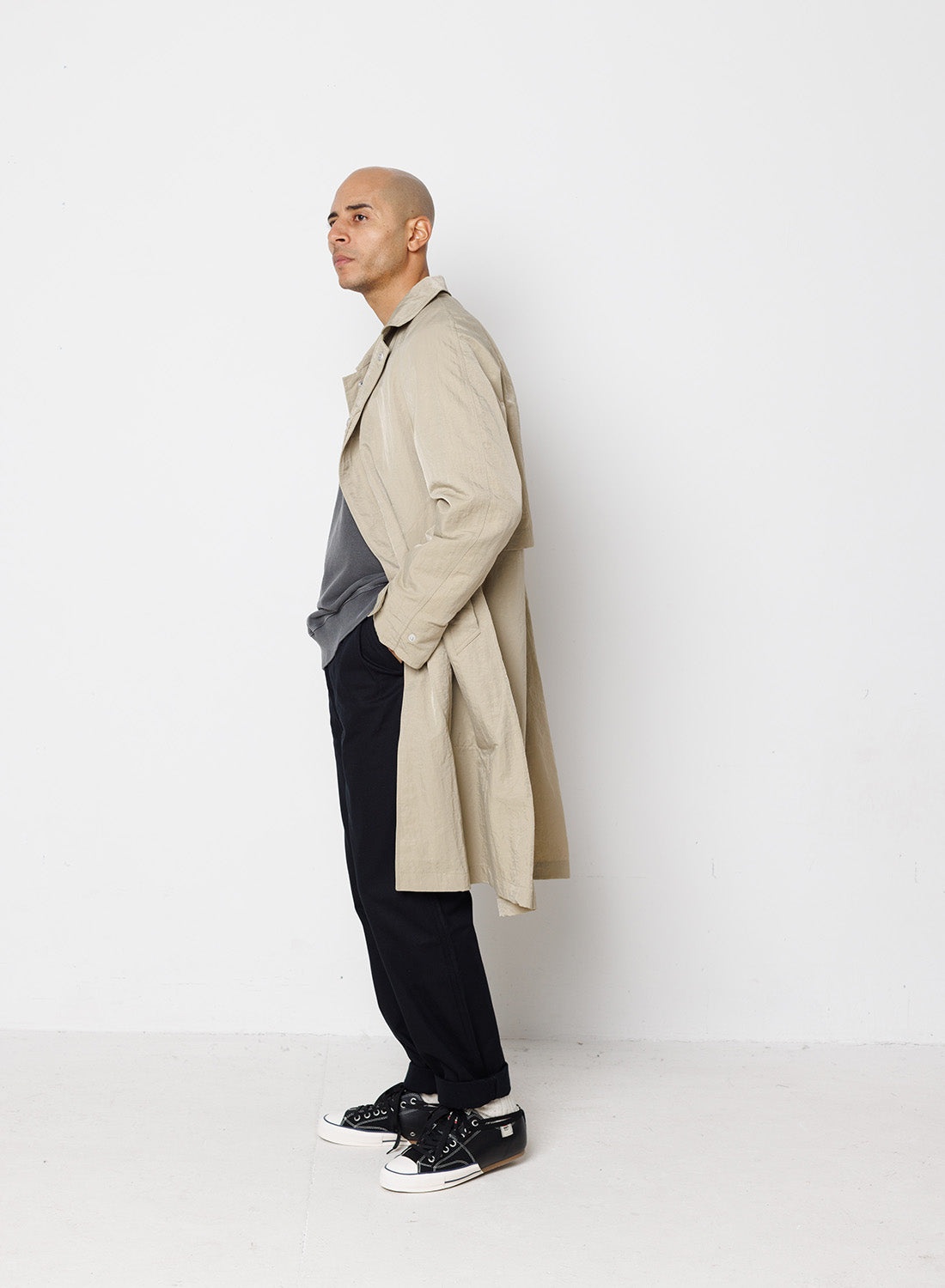 Nam Coat in Stone Nylon - 3