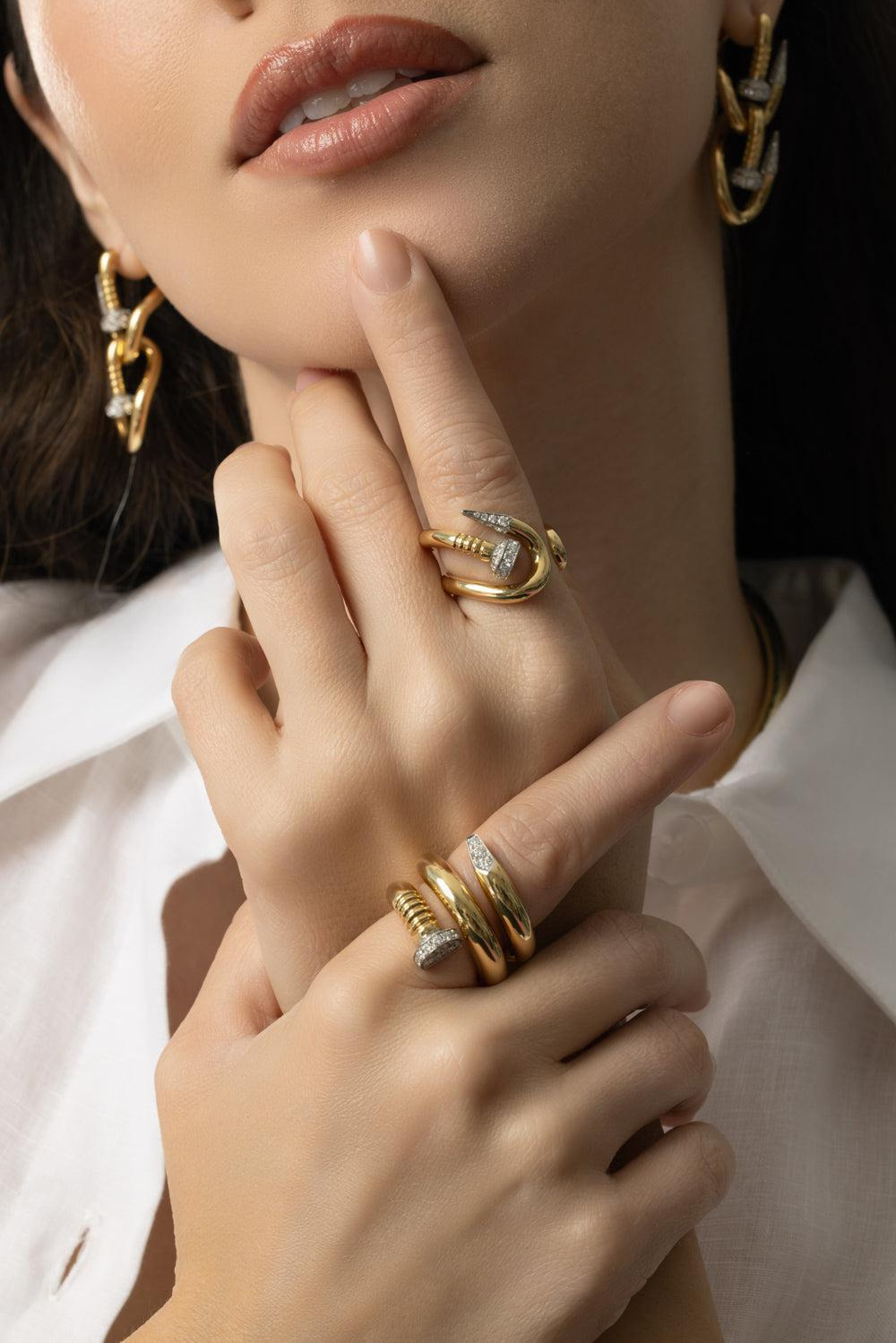 Bent Nail Diamond Ring - 2