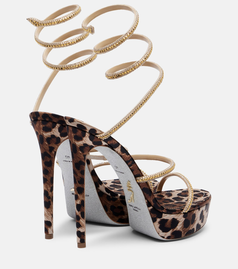 RENE CAOVILLA Cleo embellished satin platform sandals outlook