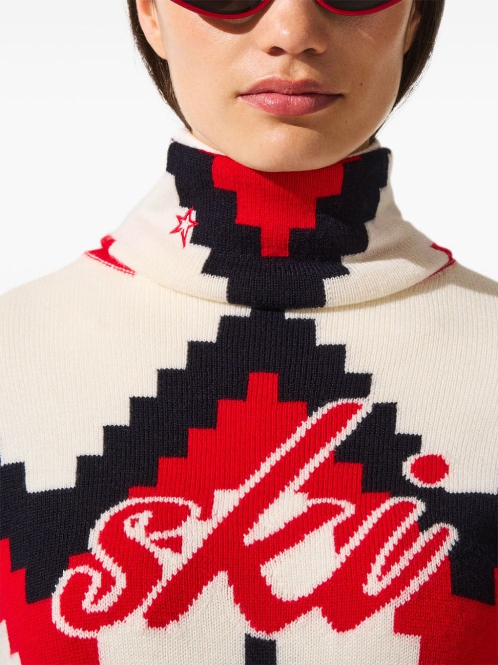 chevron roll-neck jumper - 5