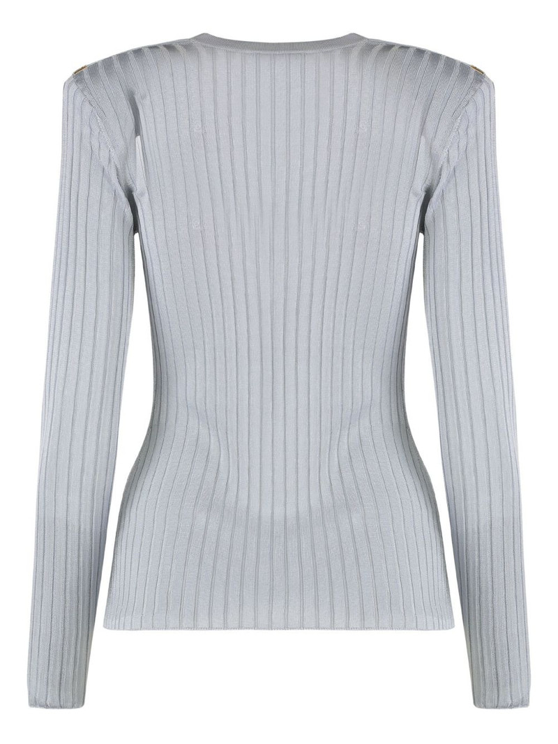 ELISABETTA FRANCHI ribbed padded-shoulders top outlook