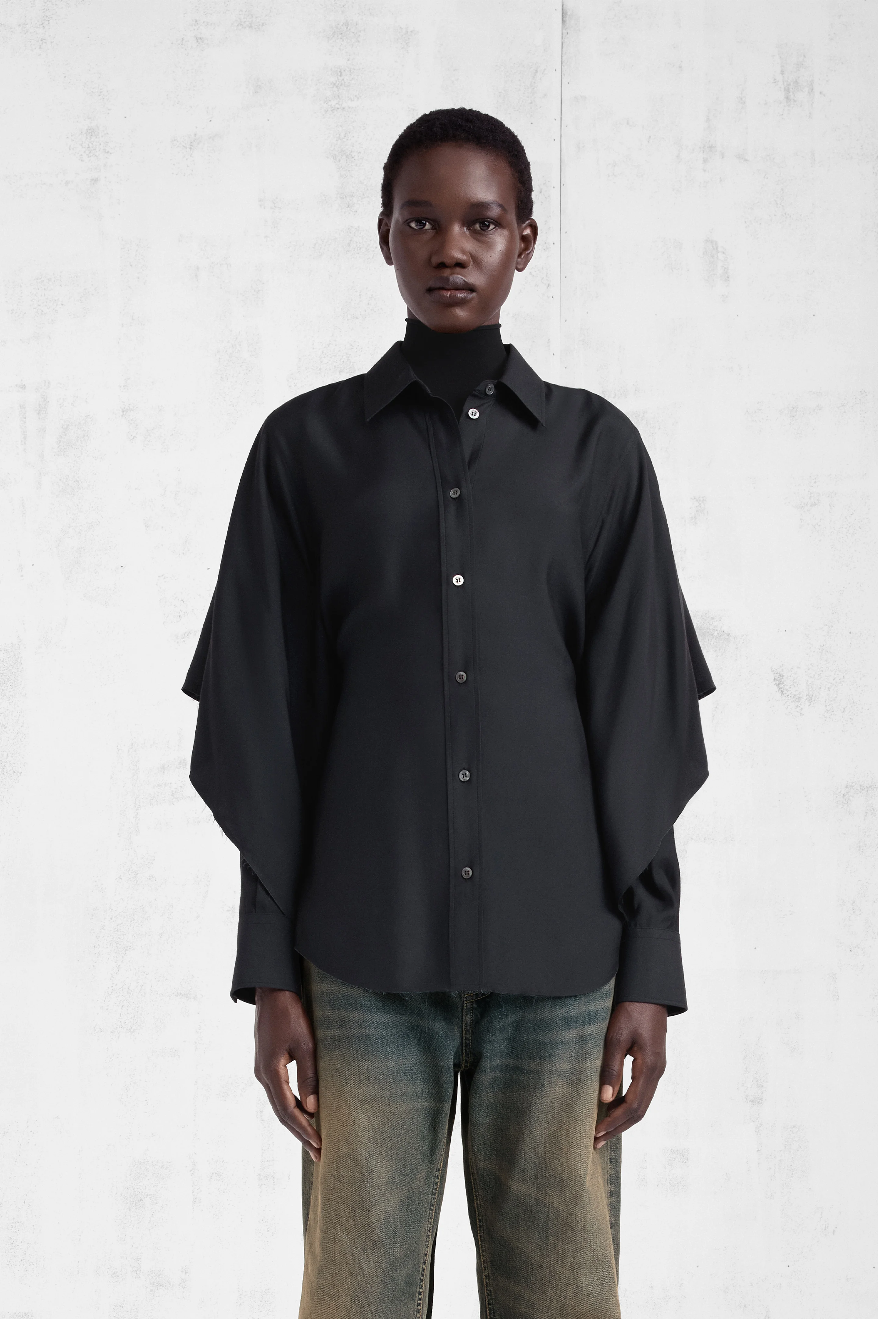 Cape-Sleeve Shirt - 1