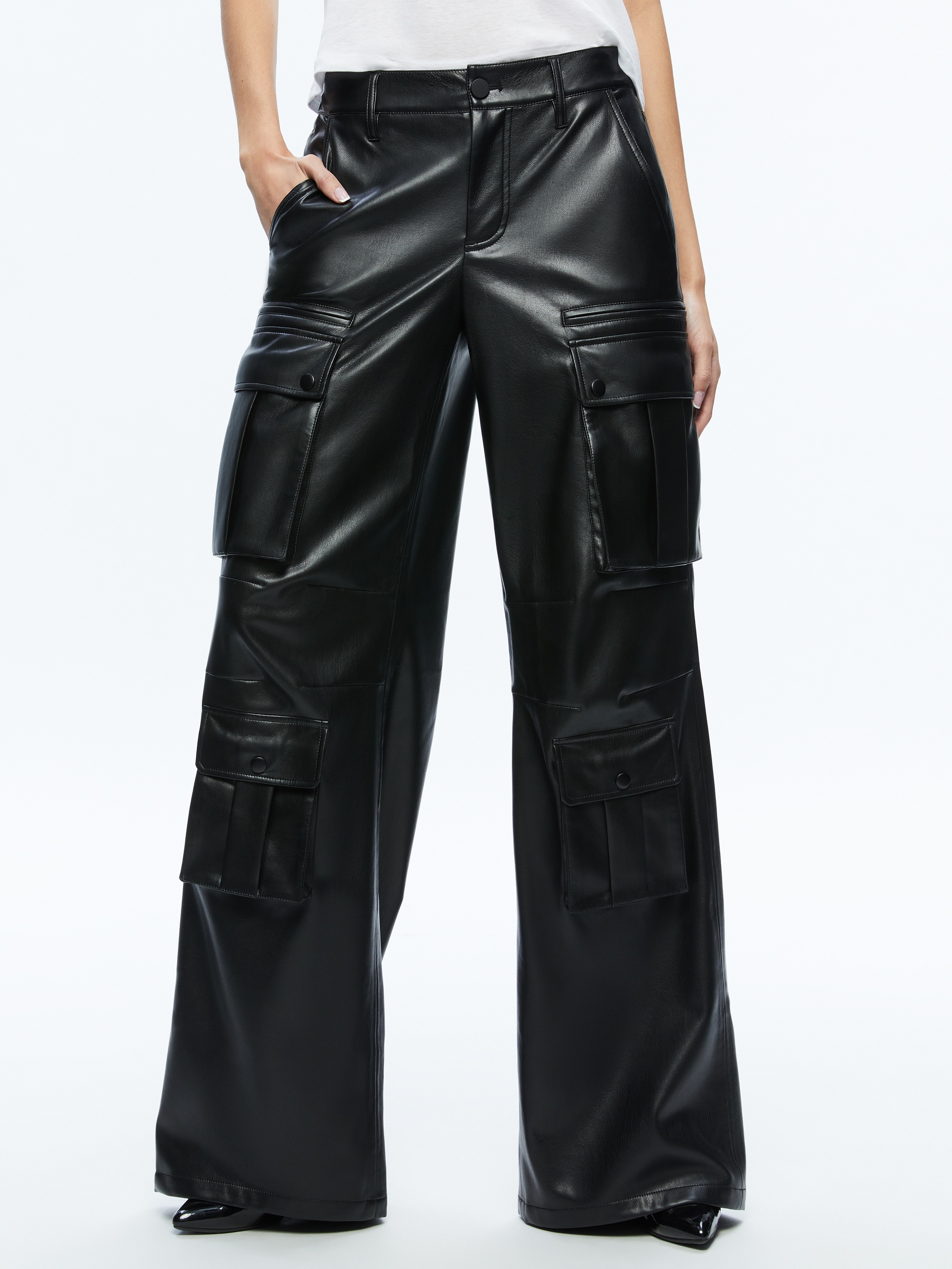 JOETTE VEGAN LEATHER CARGO PANT - 2